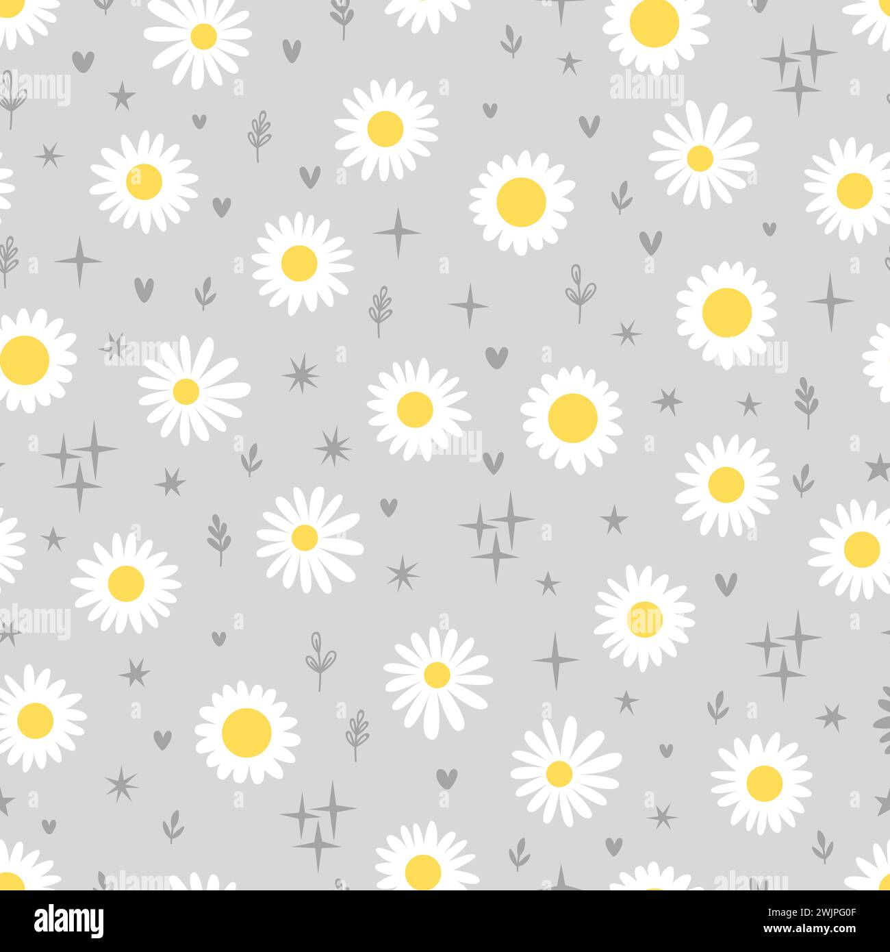 Cute seamless pattern with daisies. Floral print with chamomile. Design ...