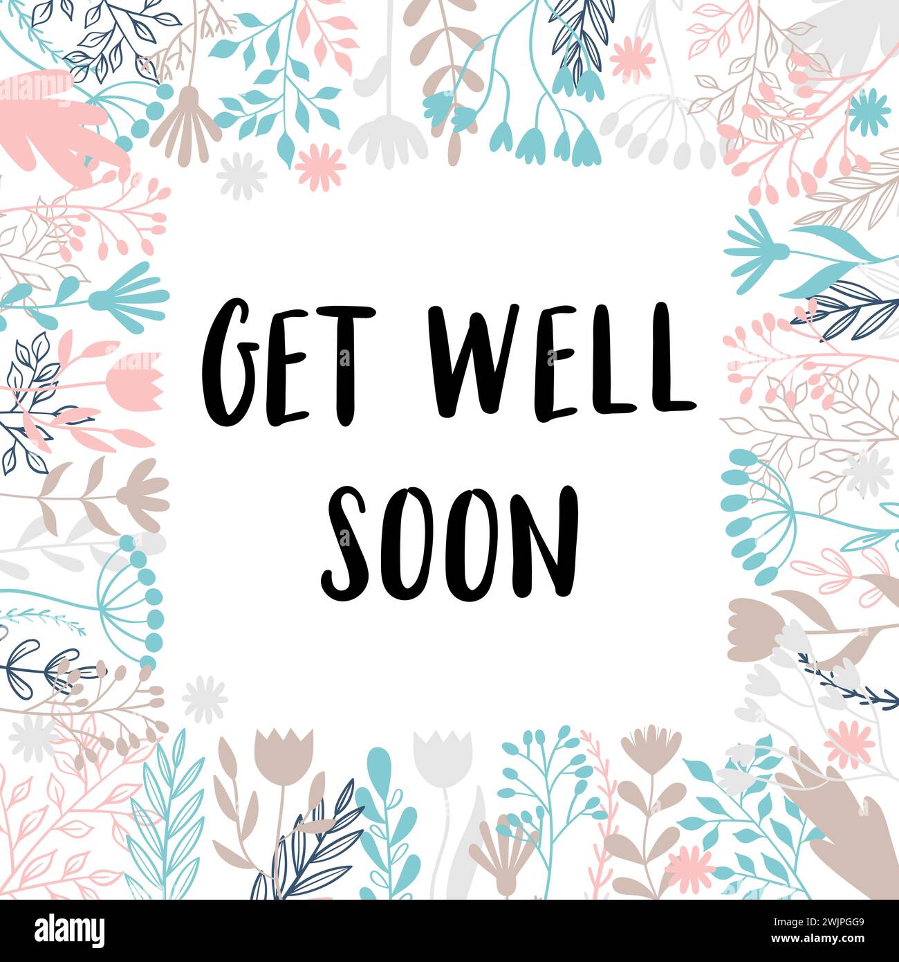 Get well soon. Inspirational and motivating phrase. Quote, slogan. Lettering design for poster, banner, postcard. Vector illustration Stock Vector