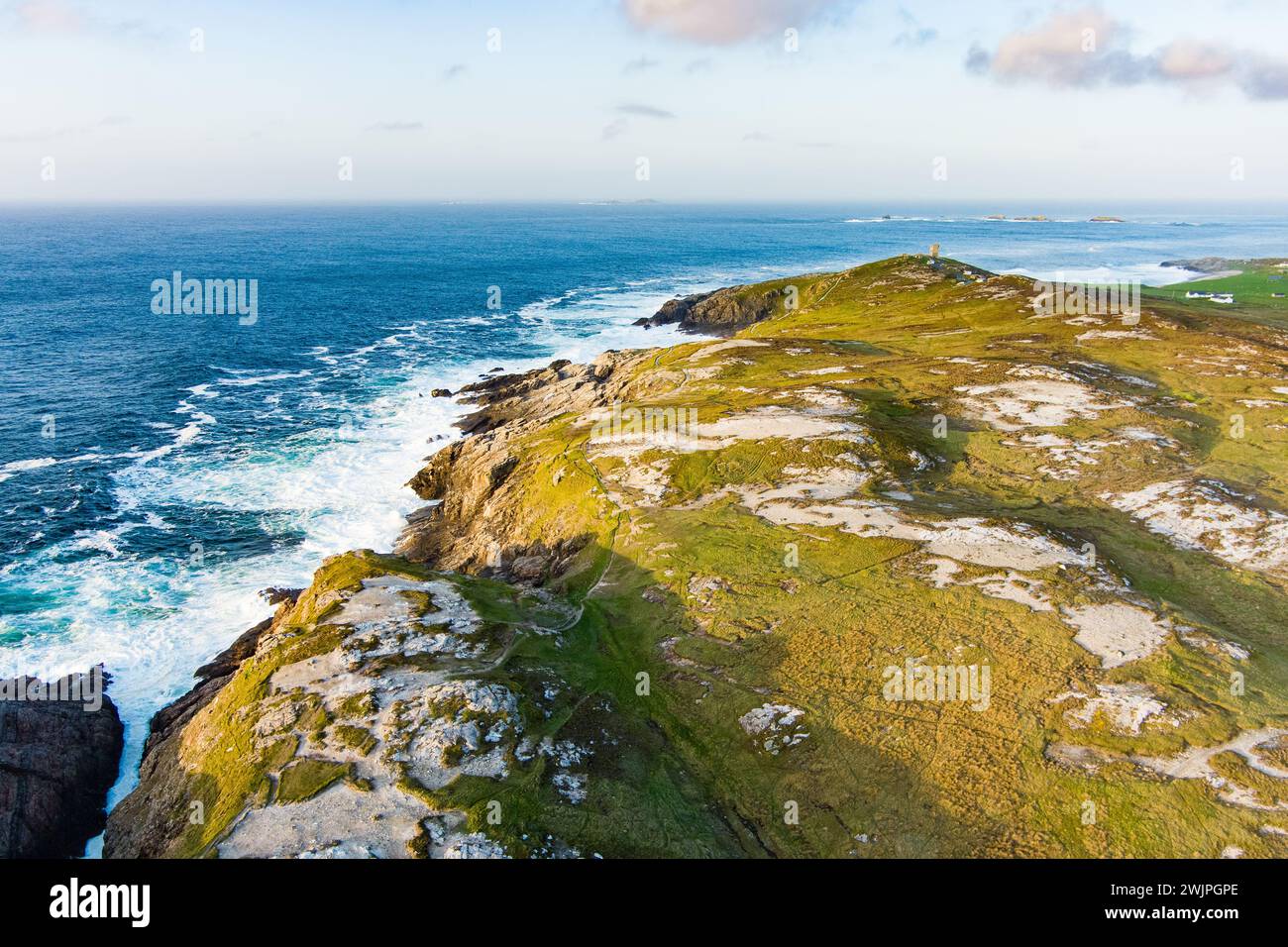 Aerial view of Banba's Crown, iconic gem of Malin Head, Ireland's