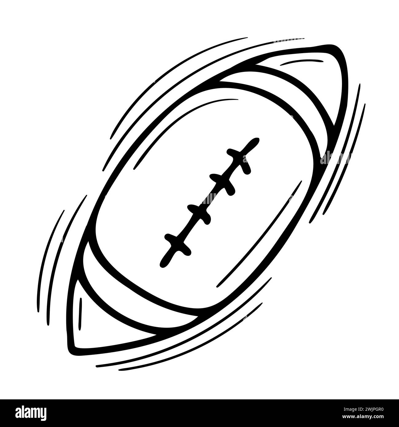 Hand drawn american football ball icon isolated on white background. Vector illustration Stock Vector