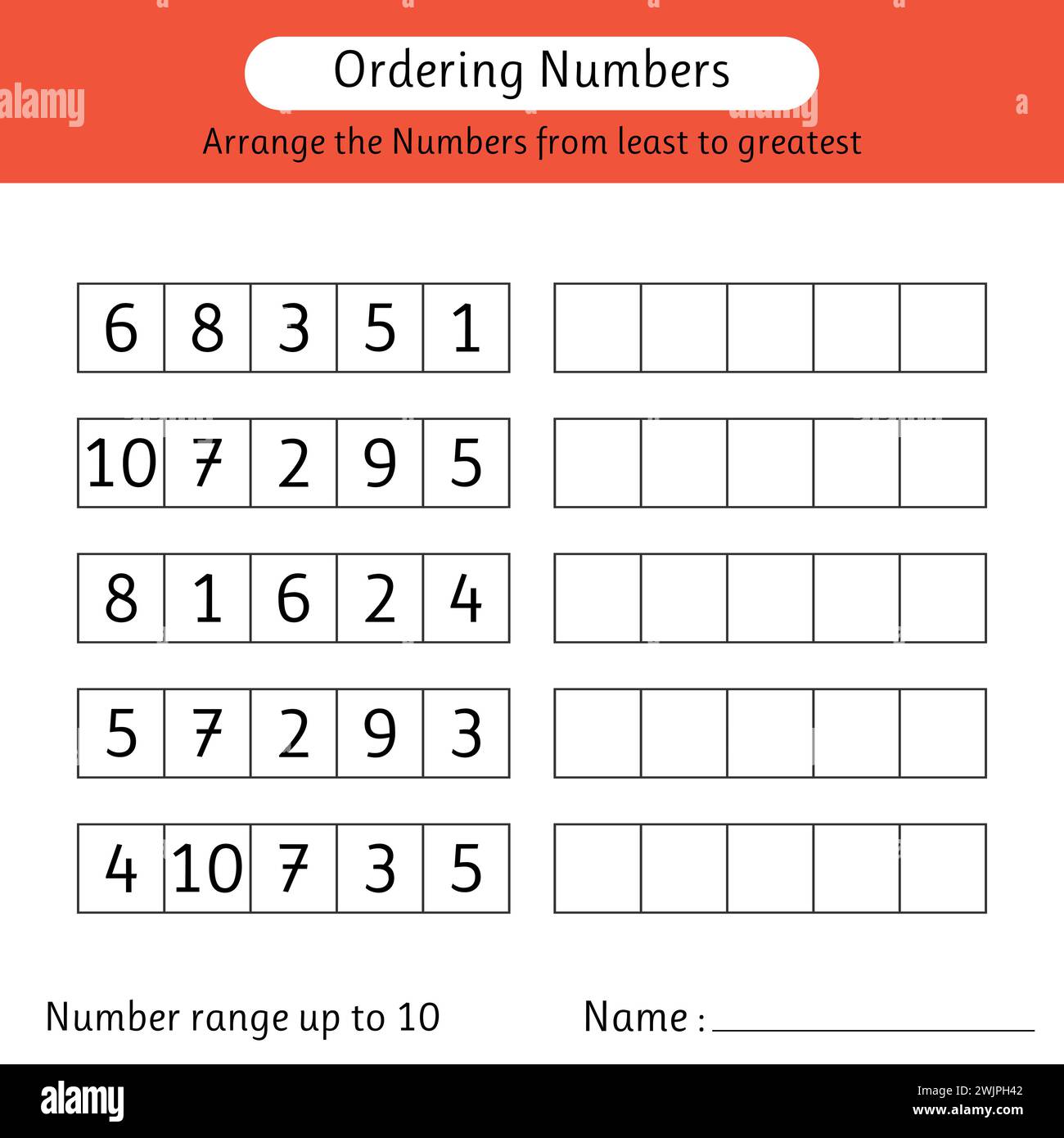 Ordering numbers worksheet. Arrange the numbers from least to greatest