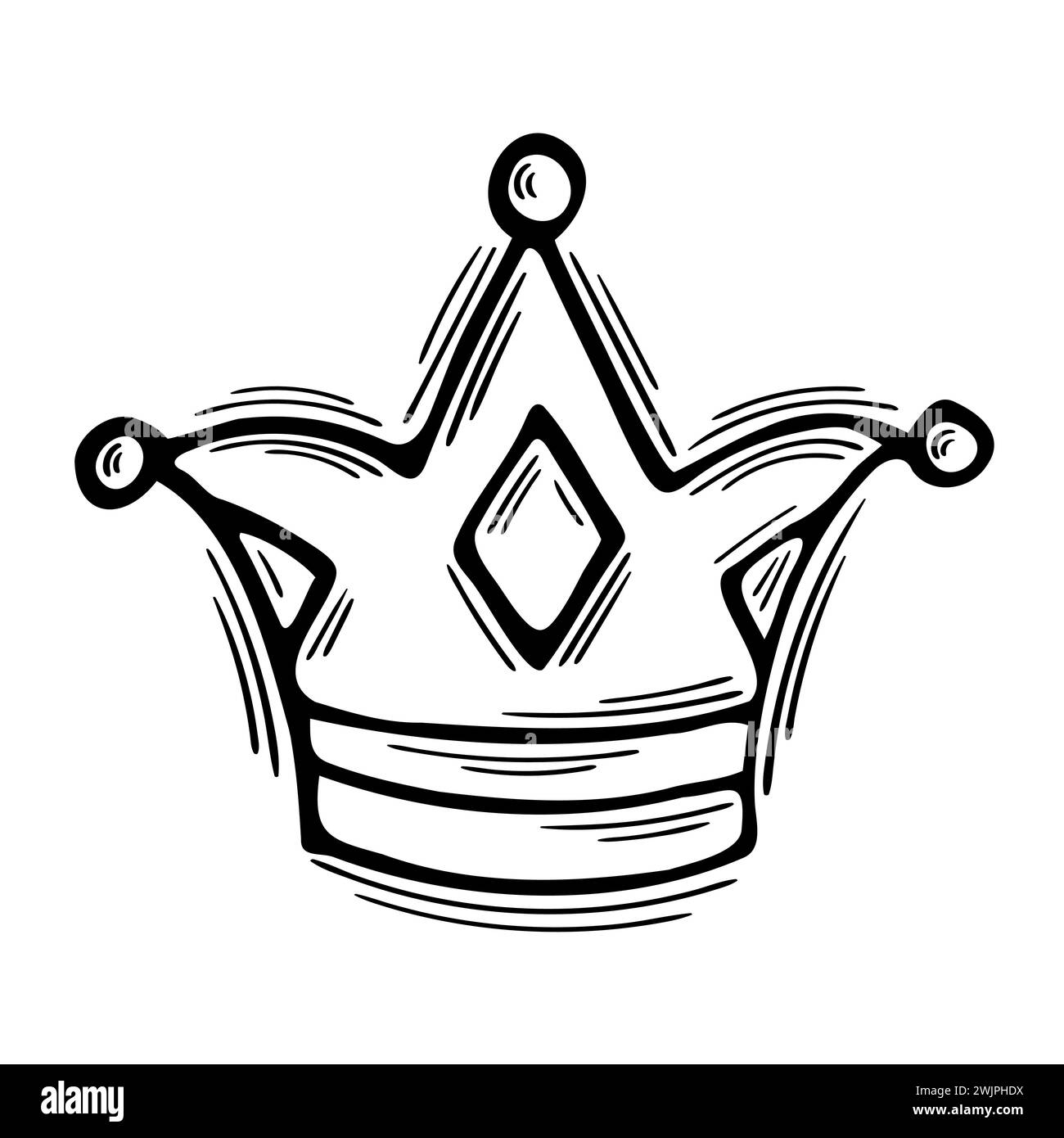 Hand drawn crown. Sketch style. Doodle icon. Royal tiara. Vector ...