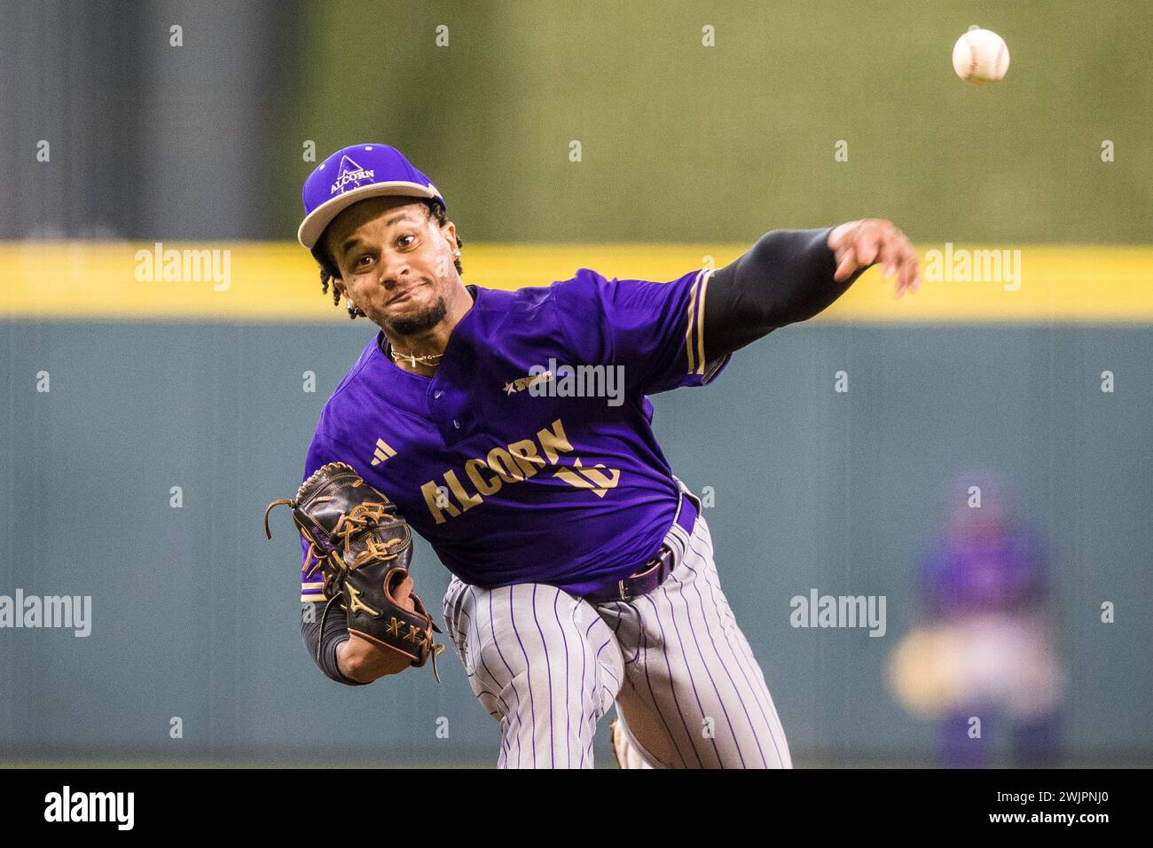 Houston, Texas, USA. 16th Feb, 2024. Alcorn State Braves pitcher Kewan