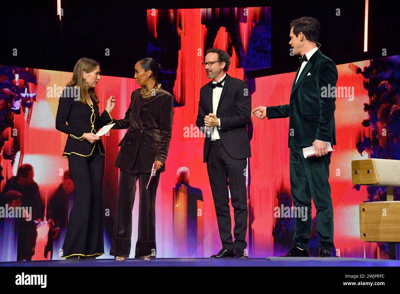 Mariette Rissenbeek, Hadnet Tesfai, Carlo Chatrian und Jo Schück bei der Festivaleröffnung und der Premiere des Kinofilms 'Small Things Like These / Kleine Dinge wie diese' auf der Berlinale 2024 / 74. Internationale Filmfestspiele Berlin im Berlinale Palast. Berlin, 15.02.2024 Stock Photo