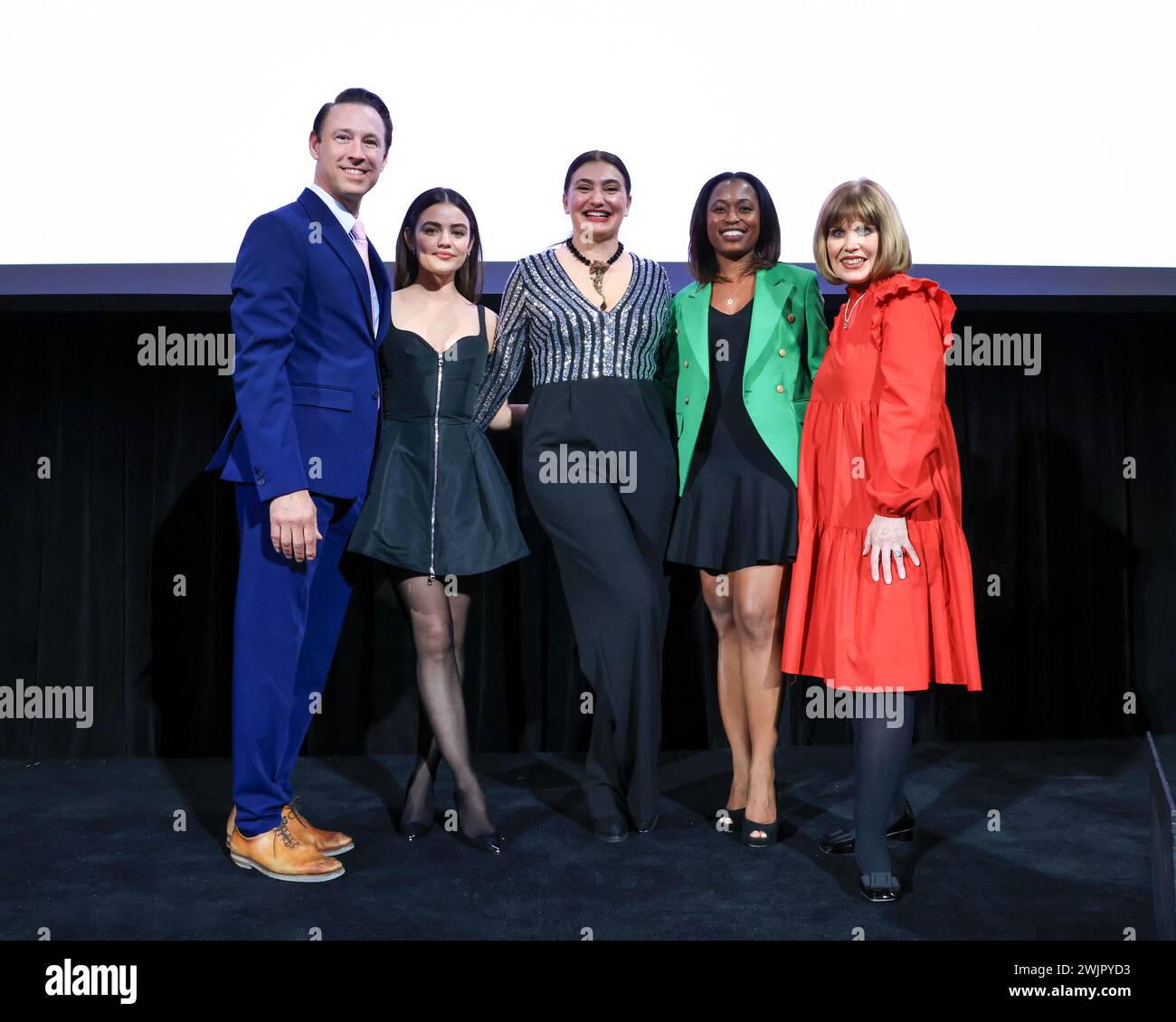 Los Angeles, California, USA. 14th February 2024. Scott Diament, Lucy Hale, Kassandra Voyagis, Naeema Thompson and Nancy Brown attending the 2024 LA Art Show Opening Night Premiere Party benefiting the American Heart Association at the Los Angeles Convention Center in Los Angeles, California. Credit: Sheri Determan Stock Photo