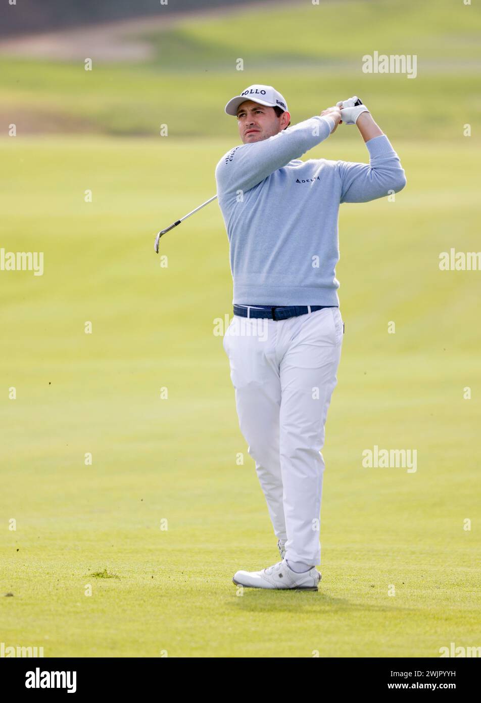 February 16, 2024 Patrick Cantlay hits a shot during the second round