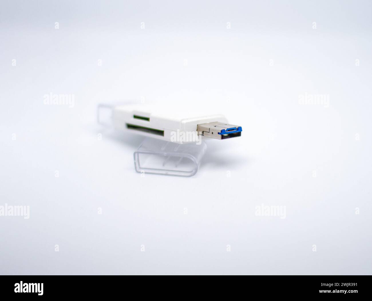 Memory adapter with multiple inputs, adaptable to USB 3.0, OTG and USB Type C. adapter for usb, micro sd and sd Stock Photo