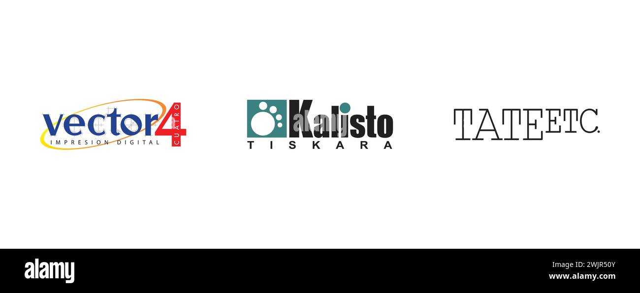 Tiskara Kalisto, TATE ETC, Vector4. Arts and design editorial logo collection. Stock Vector