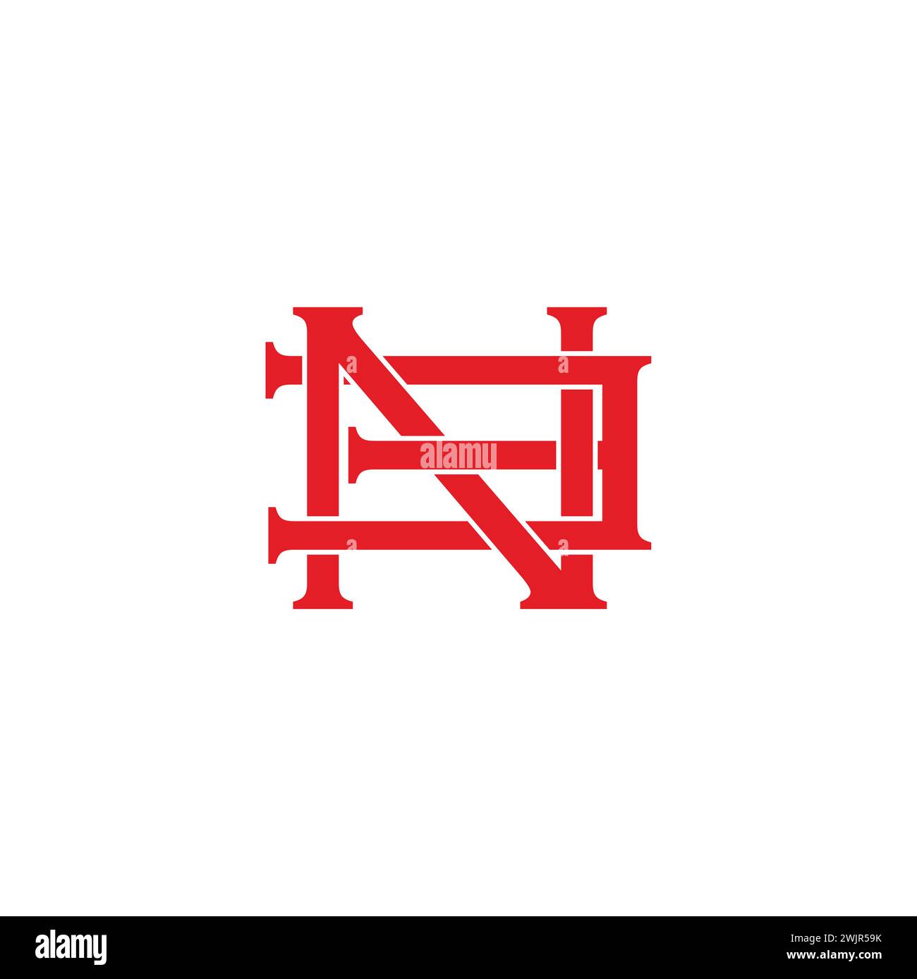 letter ne stripes overlap simple logo vector Stock Vector
