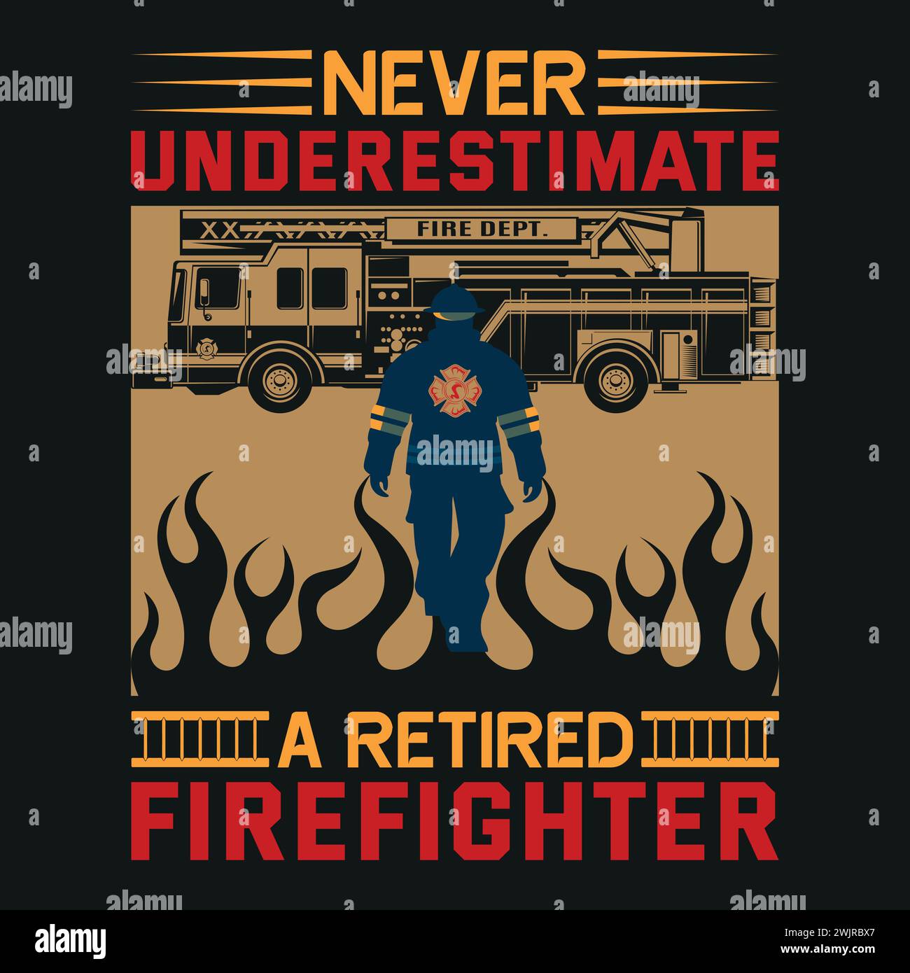 Firefighter T-Shirt Design With Vector And Elements Stock Vector