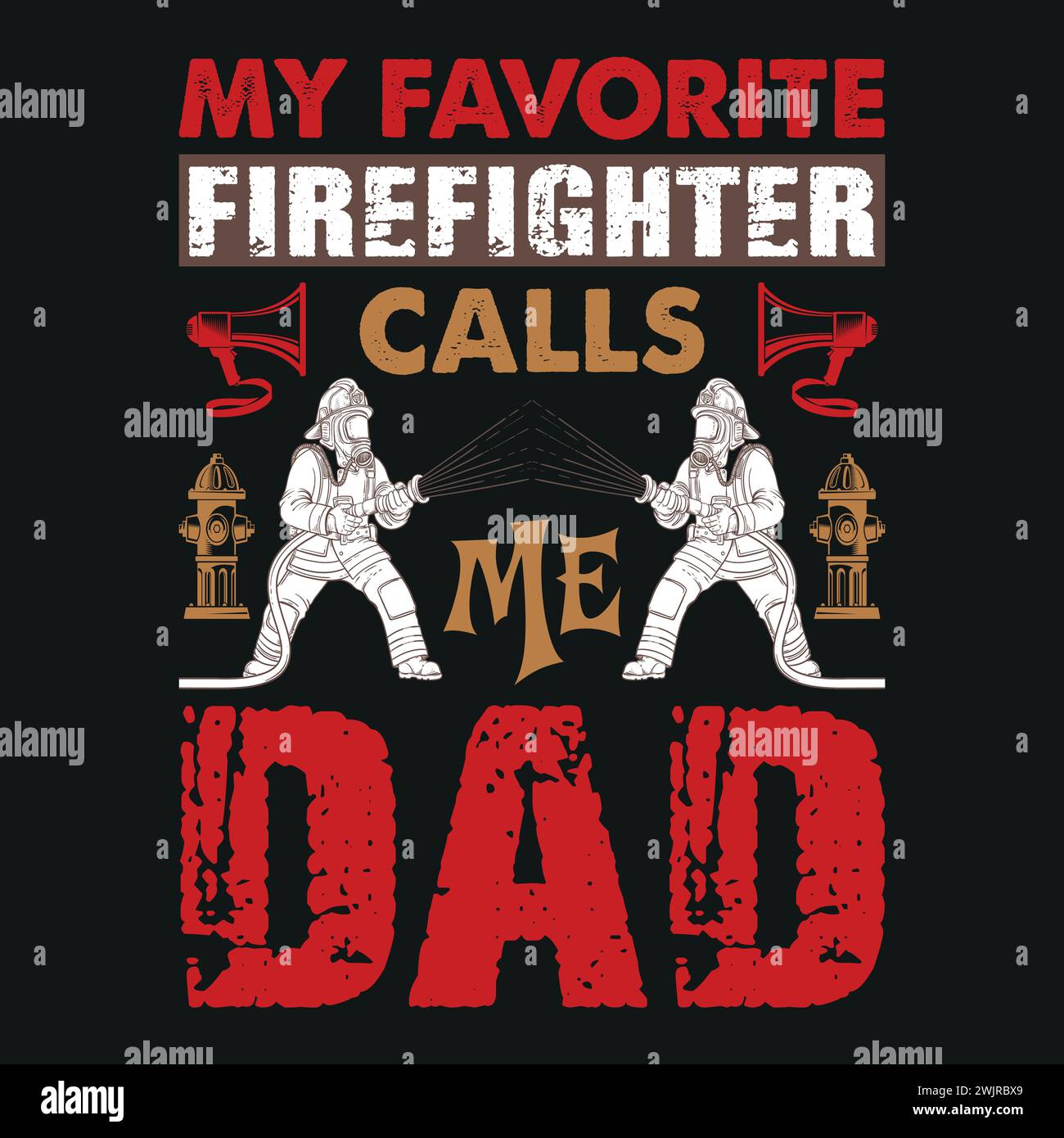 Firefighter T-Shirt Design With Vector And Elements Stock Vector