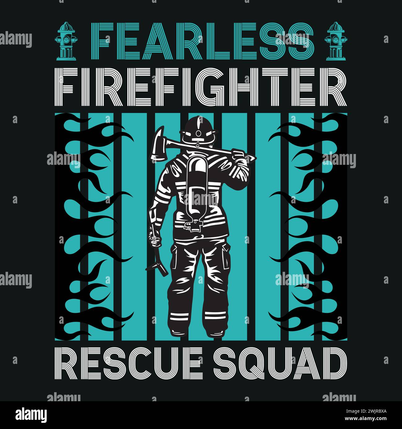 Firefighter T-Shirt Design With Vector And Elements Stock Vector