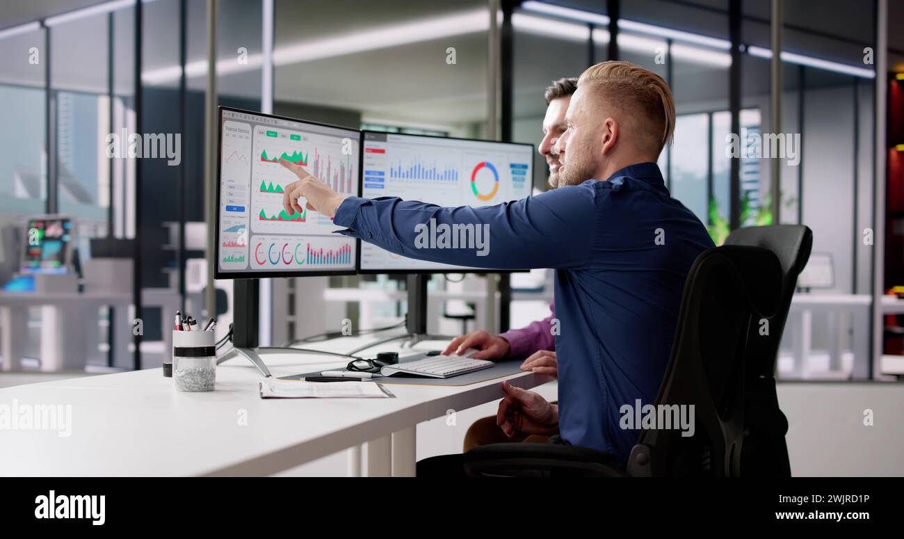 Data Analyst Using Data Analytics KPI Dashboard Stock Photo