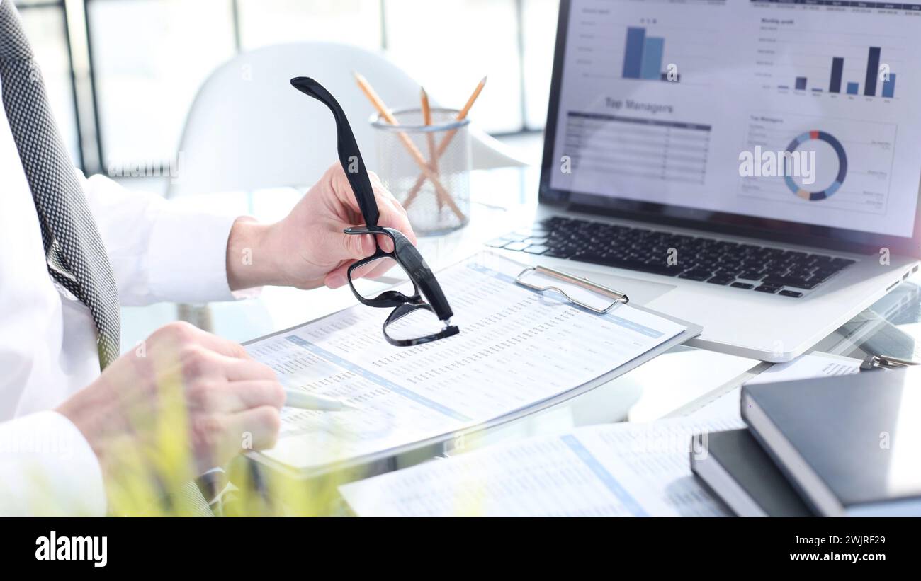 Checking business documentation and reports Stock Photo