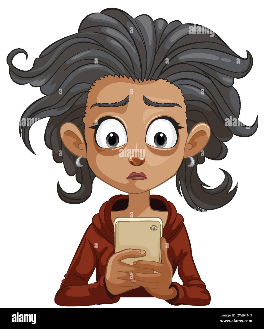 Cartoon of a woman shocked by her phone Stock Vector