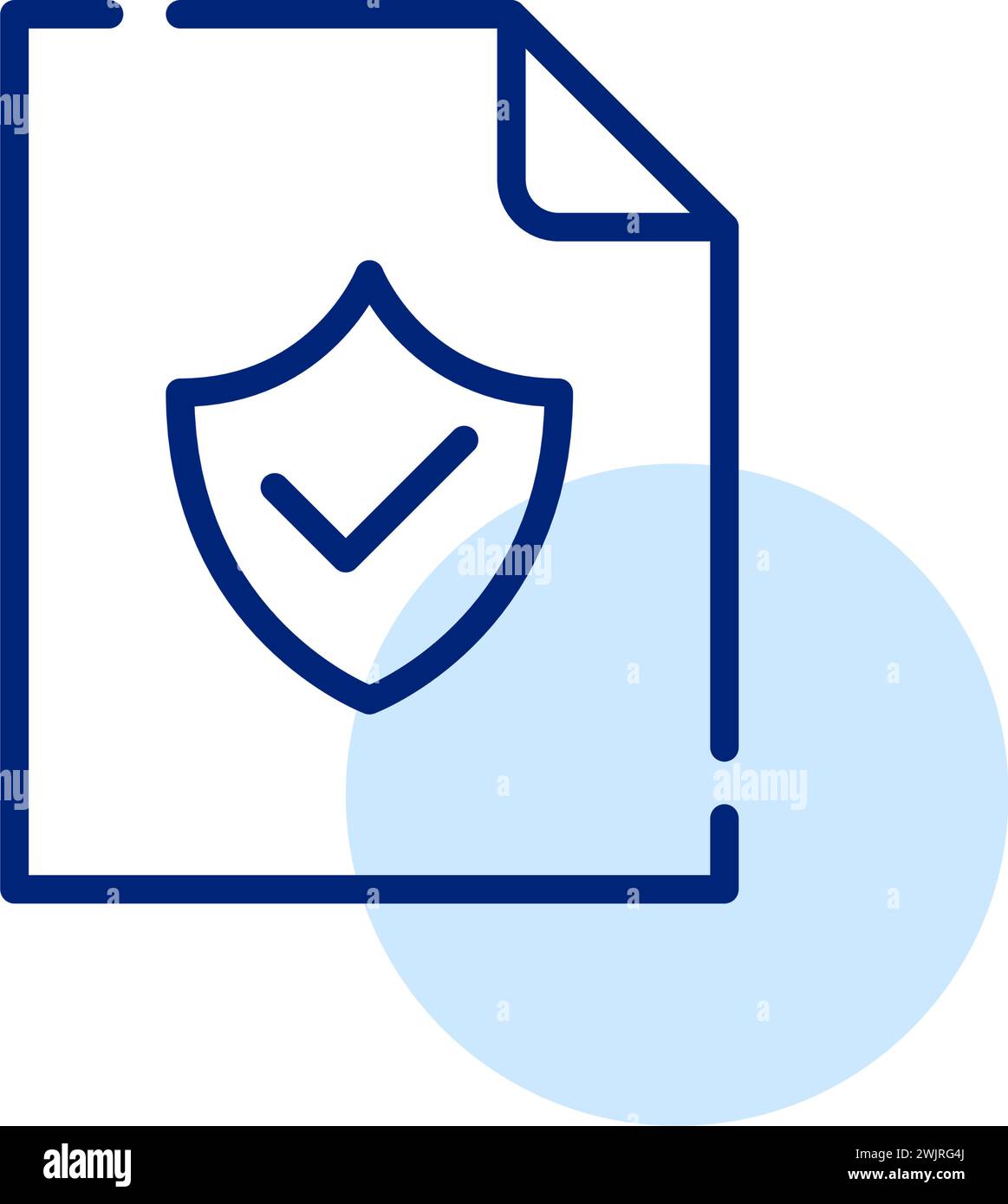 File with shield and checkmark. Data security and protection. Pixel perfect, editable stroke Stock Vector