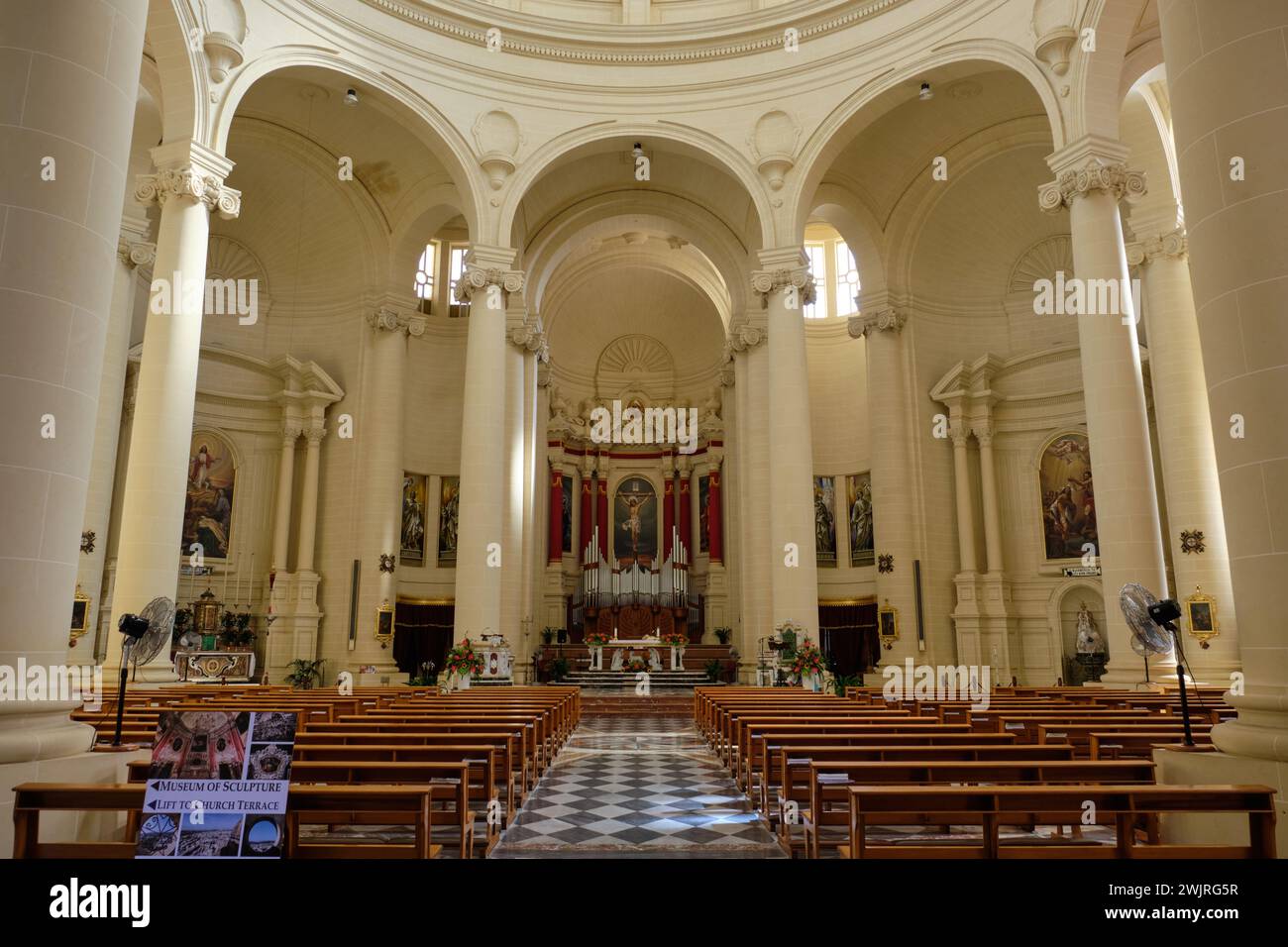 The neoclassical Parish Church of the Assumption of the Blessed Virgin Mary into Heaven was constructed between 1912 and 1946 - Mgarr, Malta Stock Photo