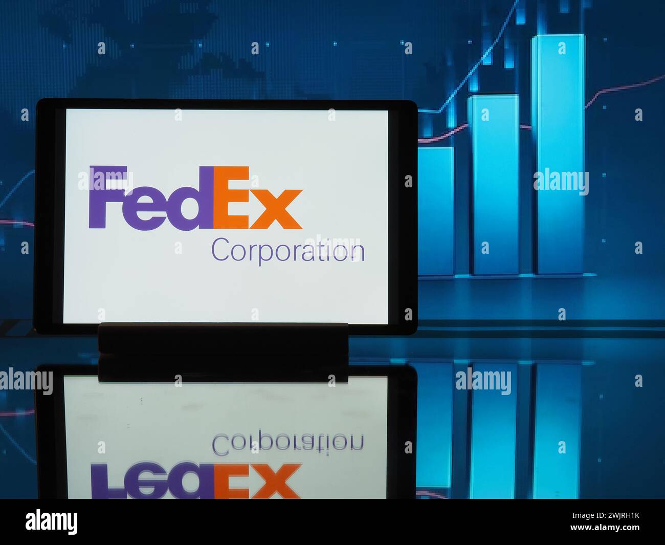 Germany. 16th Feb, 2024. In this photo illustration, a FedEx Corporation, formerly Federal Express Corporation and later FDX Corporation logo seen displayed on a tablet. Credit: SOPA Images Limited/Alamy Live News Stock Photo