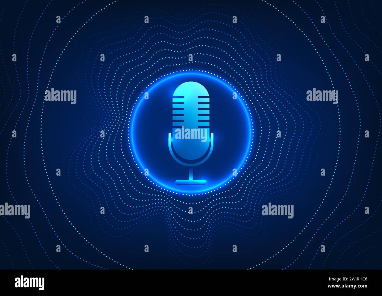 Microphone technology background, microphone on circular side, dot
