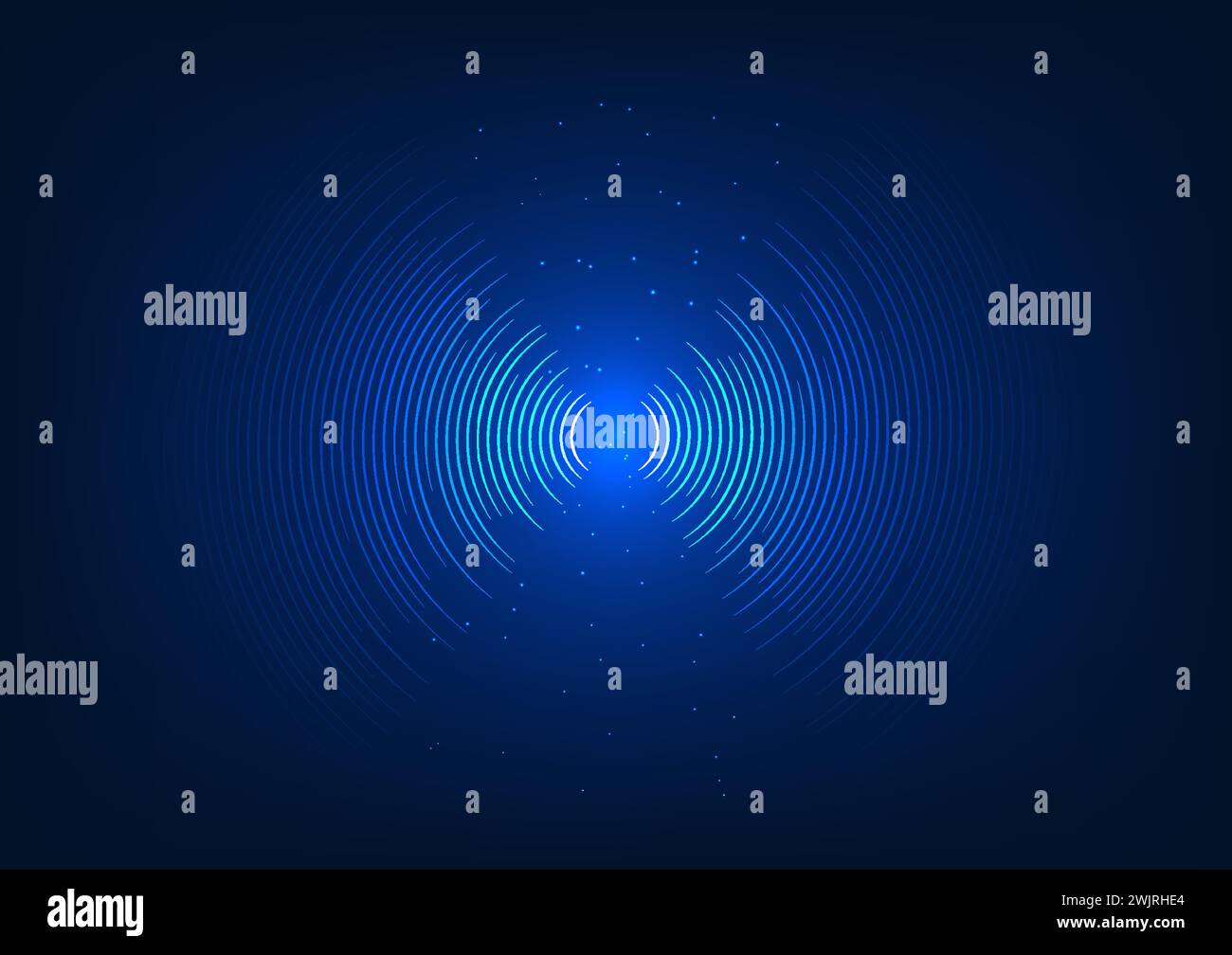 sound wave technology background radiating from the center The concept converts vibrational energy into sound waves that are transmitted. Stock Vector