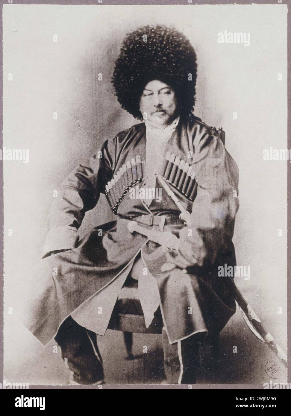Alexandre Dumas in Caucasian costume. Anonymous photography. Paris, Carnavalet museum. 24185-4 Caucasian costume, French writer, warrior Stock Photo