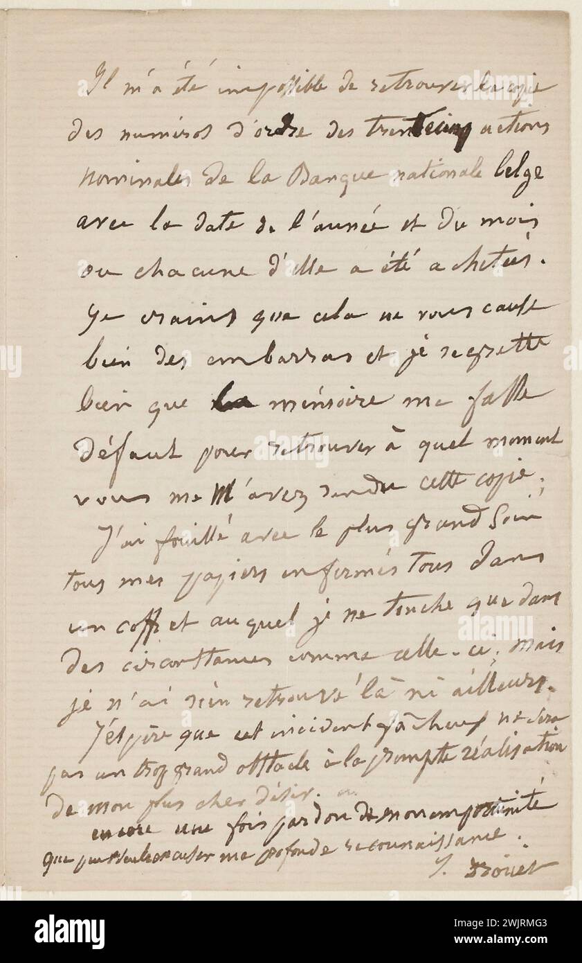 Juliette Drouet a Paul Meurice; Monday March 28 [1881]; Victor Hugo house - Paris Autograph letter Stock Photo