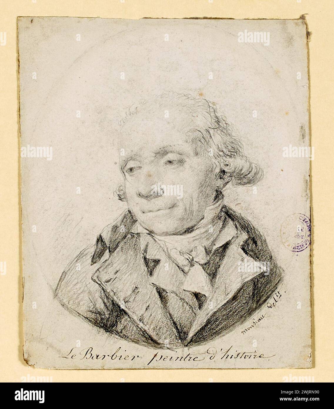 Monsiaux or Monsiau, Nicolas-André (n.1754-D.1837-05-31), Portrait of Le Barbier, History painter (dummy title). Carnavalet museum, history of Paris. Stock Photo