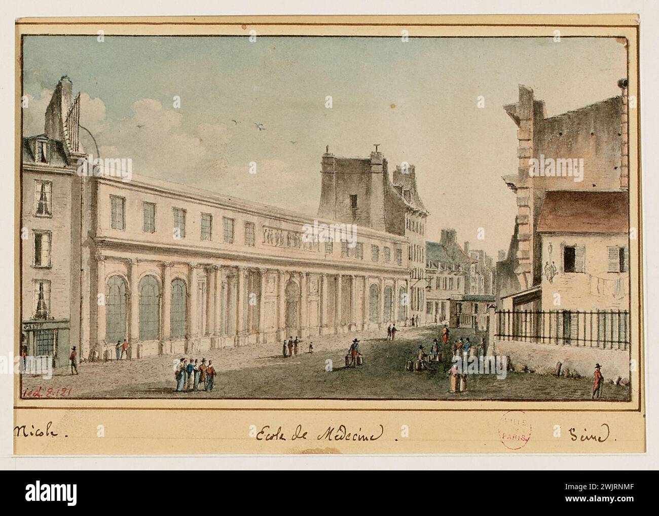 Nicolle, Victor-Jean (n.1754-10-18-D.1826-01-26), the School of Medicine under the Restoration (Faithful title). Watercolor. Carnavalet museum, history of Paris. Stock Photo