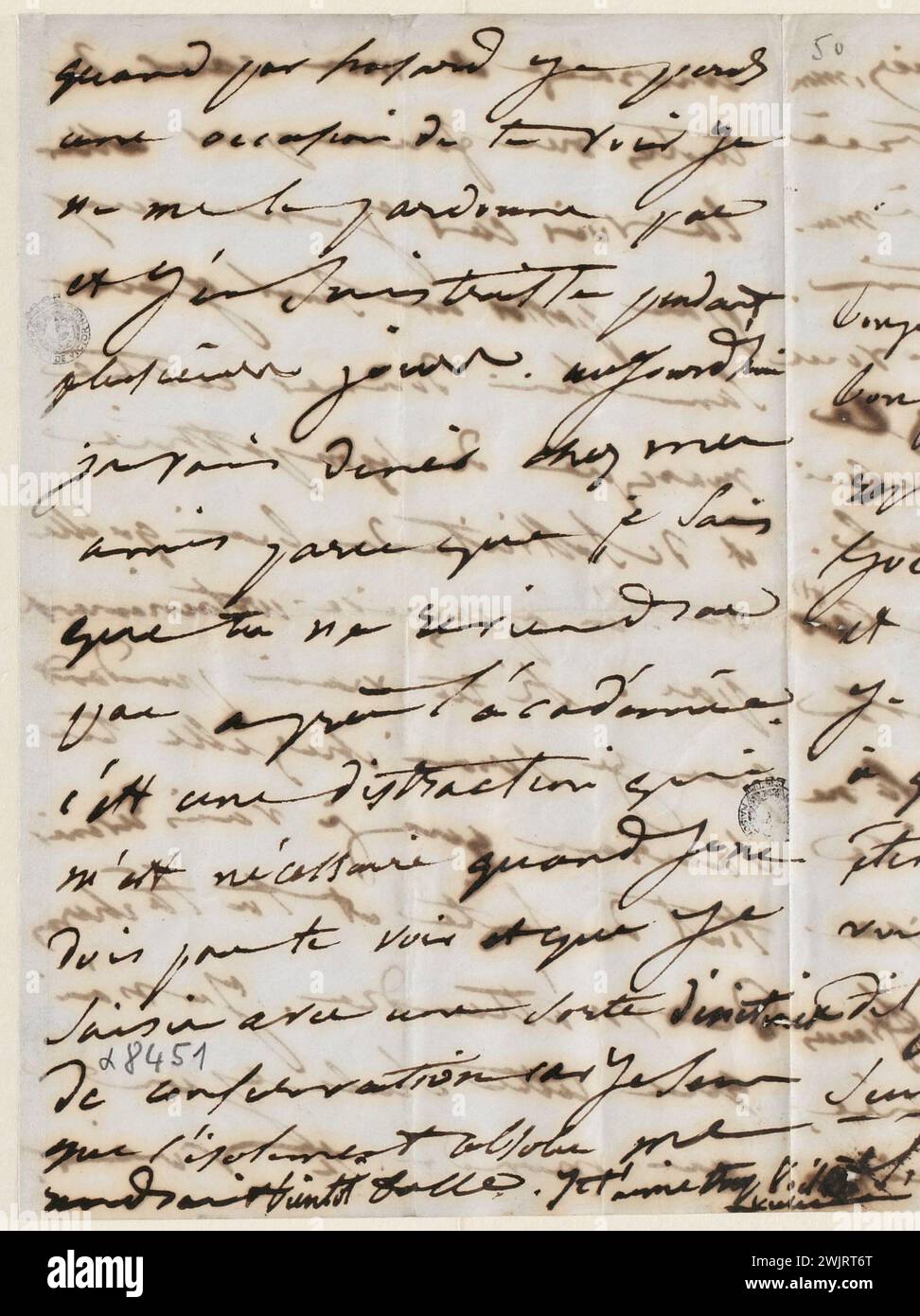 Juliette Drouet to Victor Hugo; September 26 Thursday morning 8 a.m. [1850]; Victor Hugo house - Paris Autograph letter Stock Photo