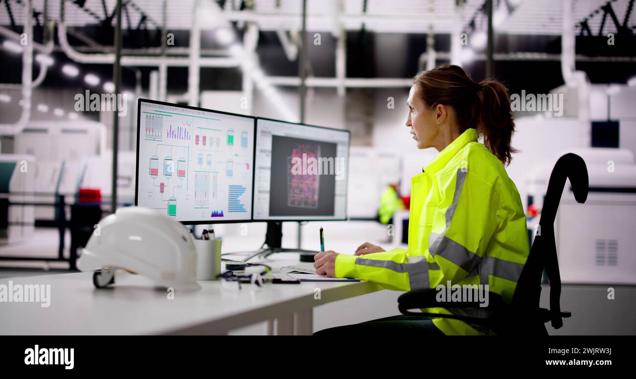 Engineer Operator Using SCADA System At Industrial Plant Stock Photo ...