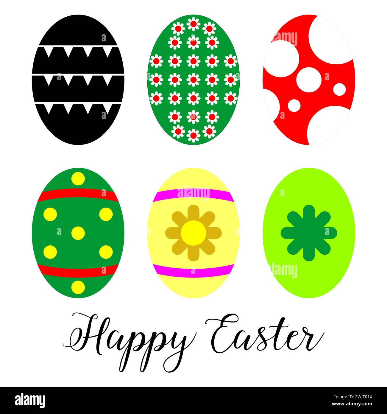 Set of easter eggs vector illustration. Easter Eggs. Colored Easter eggs. Easter eggs set doodle style. Happy easter isolated on white background. Stock Vector