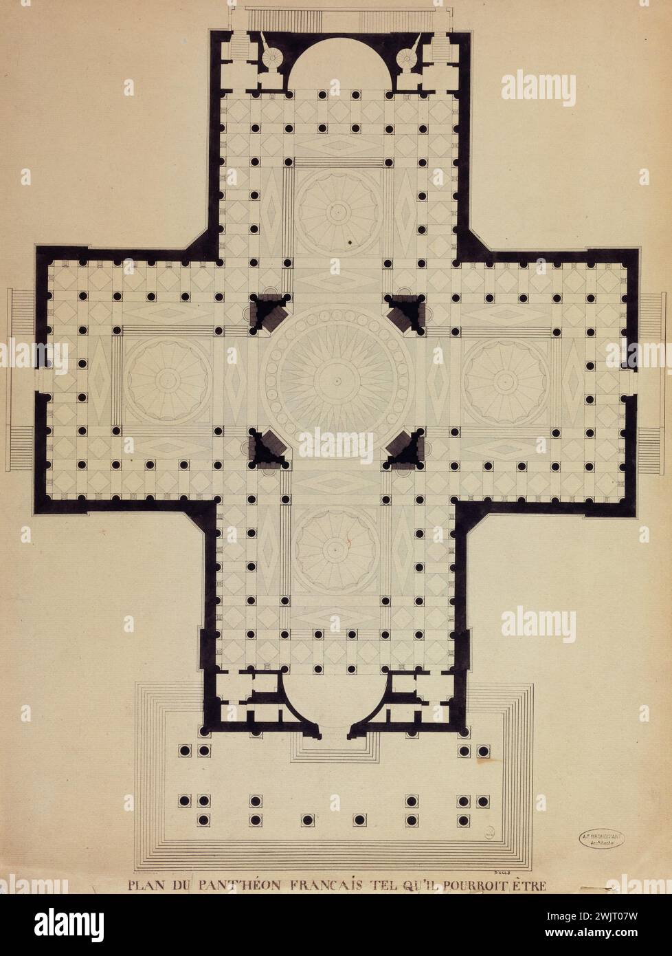 Alexandre Théodore Brongniart (1739-1813). Pantheon plan. Paris (5th arr.), 1739-1813. Chinese ink and wash on cardboard paper cream. Paris, Carnavalet museum. 77651-20 Arrondissement, drawing, ink of China, Study, Lavis, Pantheon, Plan, Project, Neoclassical Style, Veme Ve V 5th 5th 5th 5th 5th 5th 5th 5th 5th 5th 5th 5th 5th 5th 5th 5th 5th 5th 5th 5th 5th 5th 5th Stock Photo