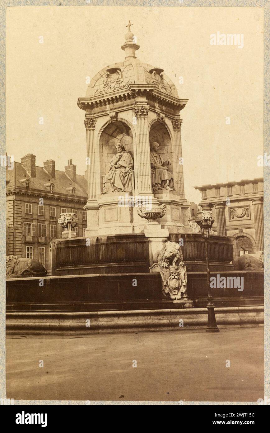 Fountain of the innocents. Paris (1 arr.). Anonymous photography. Albumin paper draw. Paris, Carnavalet museum. Paris, Carnavalet museum. 144166-17 IER IE I 1ER 1E 1 ARRONDISSEMENT Stock Photo