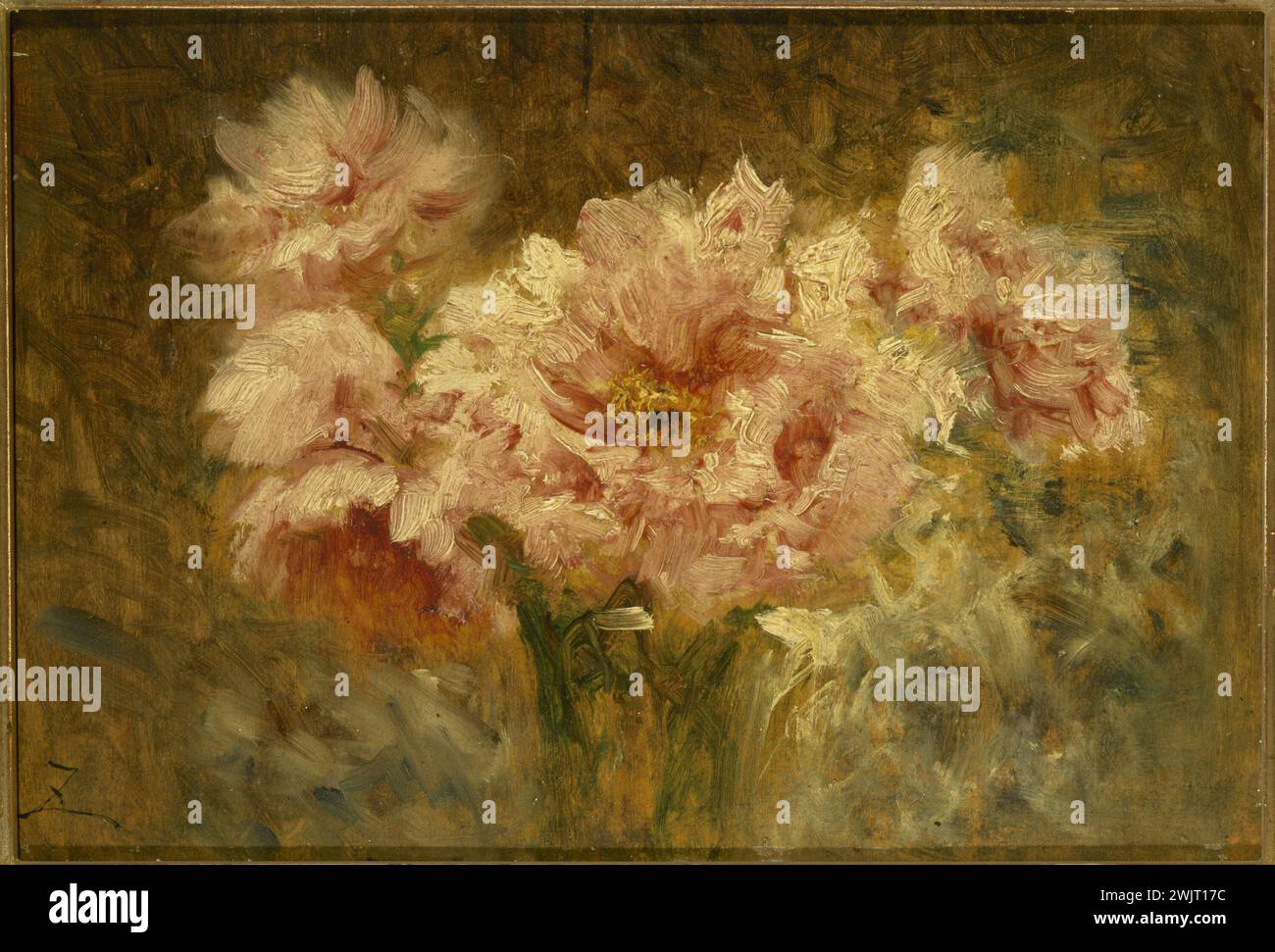 Félix Ziem (1821-1911). 'Flowers'. Oil on wood. Museum of Fine Arts of the City of Paris, Petit Palais. 52015-10 Flower, wood on wood, bouquet Stock Photo