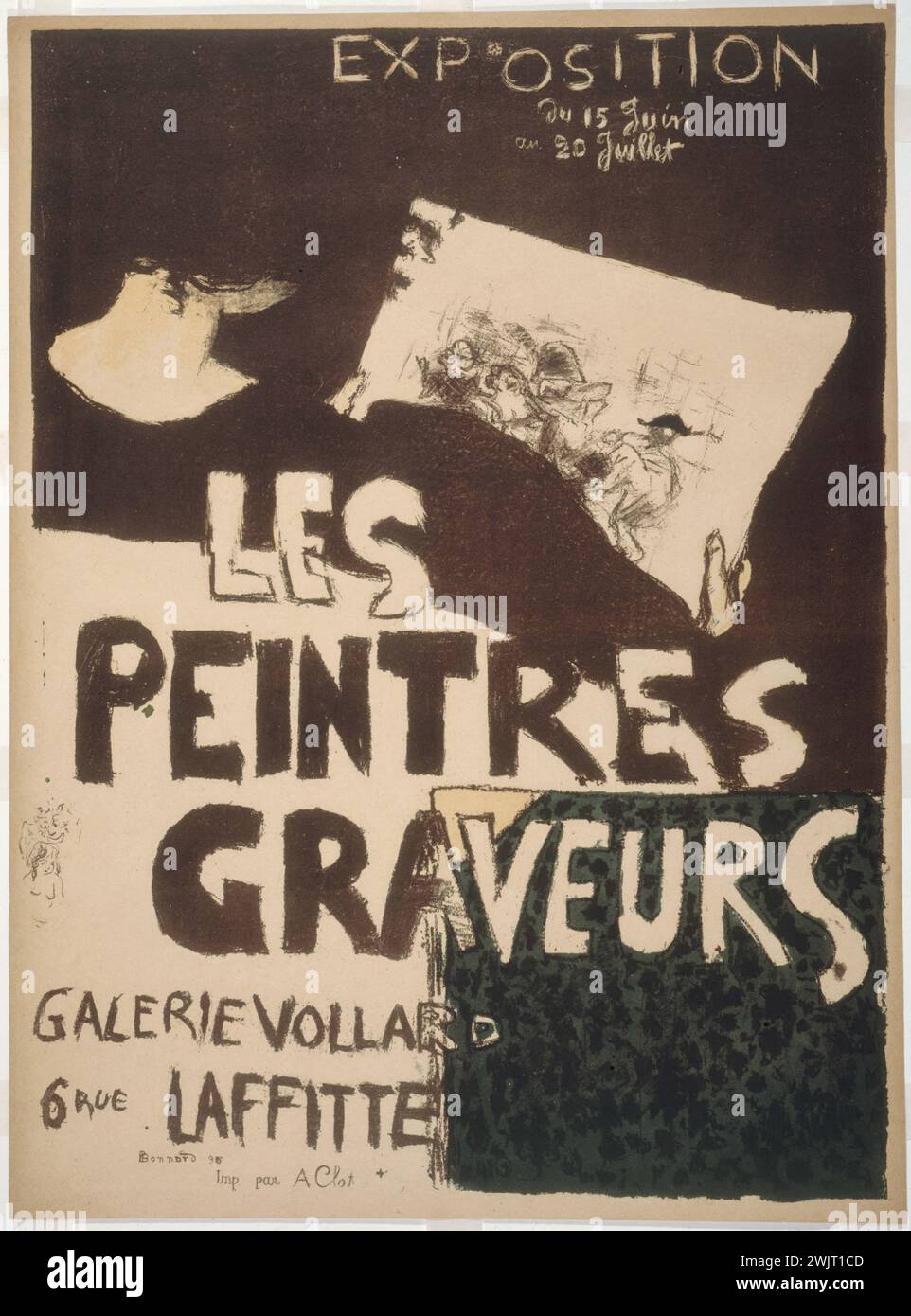 Pierre Bonnard (1867-1947). Poster of the exhibition for the first album of the Graveurs painters, edited by Vollard, 1896. Engraving. Museum of Fine Arts of the City of Paris, Petit Palais. 24263-2 Poster, exhibition, Vollard gallery, engraver, painter, first album, engraving Stock Photo