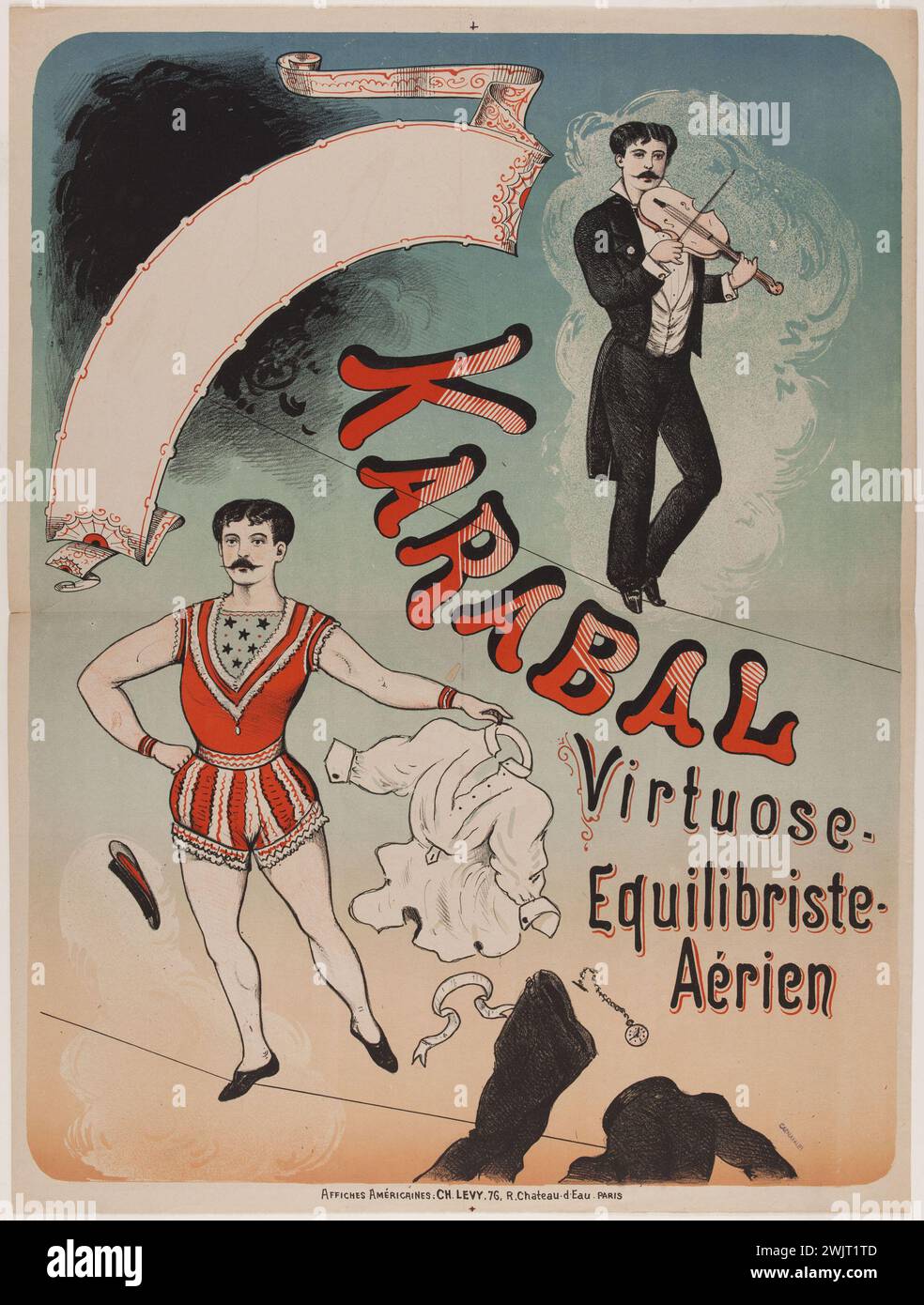 Tight Rope Playing Instruments Anonymous. Poster for the Karabal show. Color lithography. 1880-1900 ...