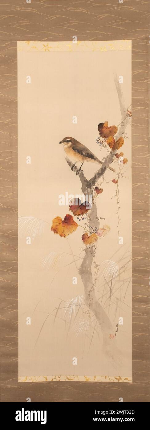Watanabe, Seitei [N.1851 - D.1918], The eleventh month (attributed title), 1900. Ink and colors on silk. Cernuschi Museum, Asia Museum of Asia in the city of Paris. Stock Photo
