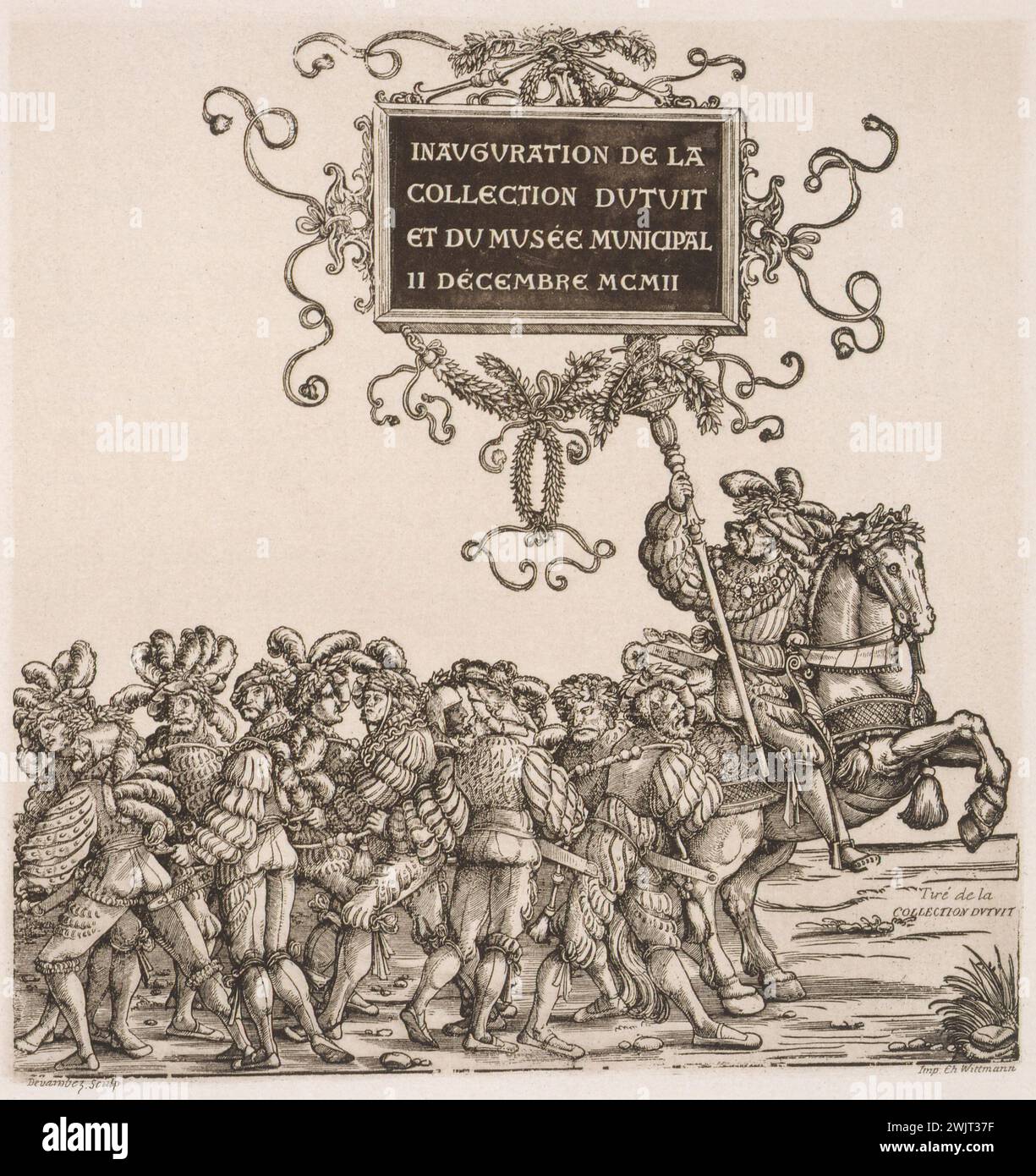 Palais des Beaux-Arts of the City of Paris, official relationship of inaugurations, 1903: between pages 50 and 51, invitation card to the inauguration of the Dutuit collection and the municipal museum (Petit Palais), December 11, 1902 ' . Museum of Fine Arts of the city of Paris, Petit Palais. 26361-7 District VIII, Carton, Collector, Collection, Universal Exhibition, Inauguration, Invitation, Municipal Museum, Petit Palais, VIIIEME 8EME 8 Stock Photo