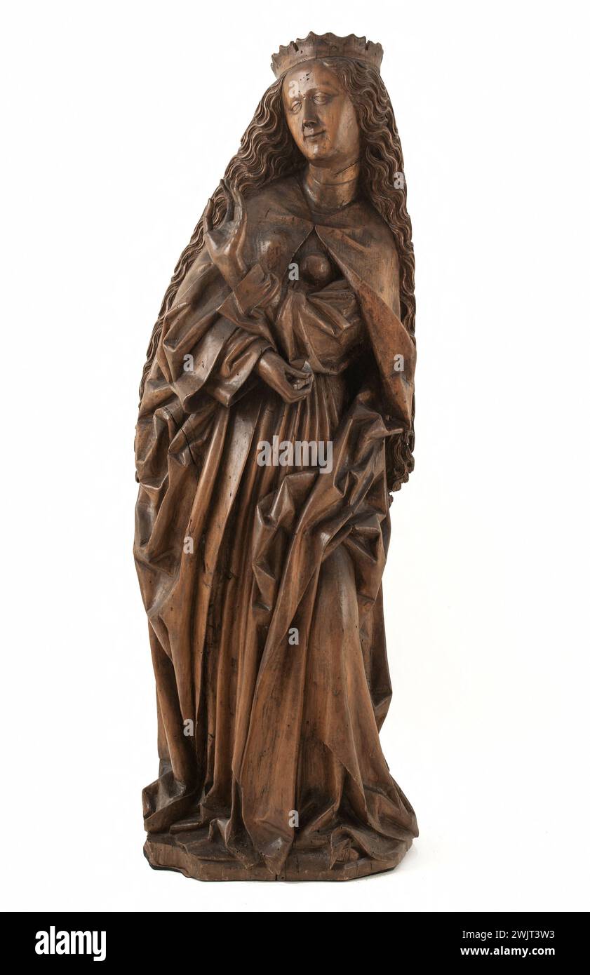 Anonymous, southern Germany. Sainte-Barbe. Wood, 15th-fifth century. Museum of Fine Arts of the City of Paris, Petit Palais. Chretian art, religious art, Christianity, woman, holy, Gothic style, 15th 15th 15th 15th 15th 15th century, 16th XVI 16th 16th 16th century, wood Stock Photo