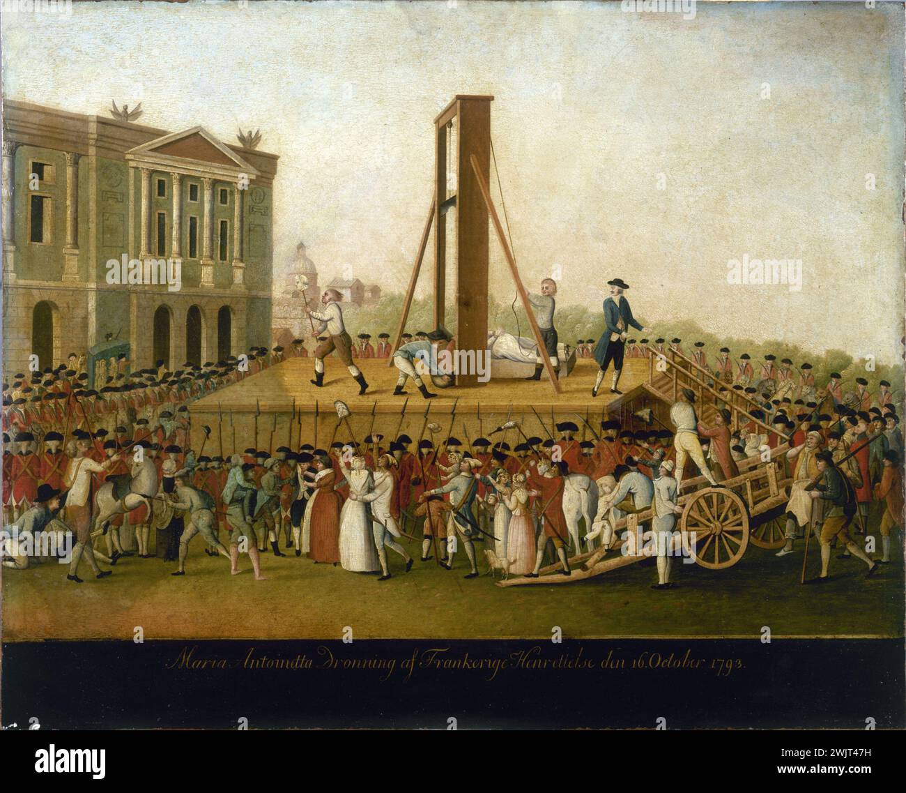 Execution of Marie-Antoinette, October 16, 1793 '. Anonymous painting. Paris, Carnavalet museum. 37386-2 Convention, executing, execution, crowd, guillotine, guillotiner, people, place concorde, queen france, French revolution, viiieme VIII 8th 8 arrondissement Stock Photo