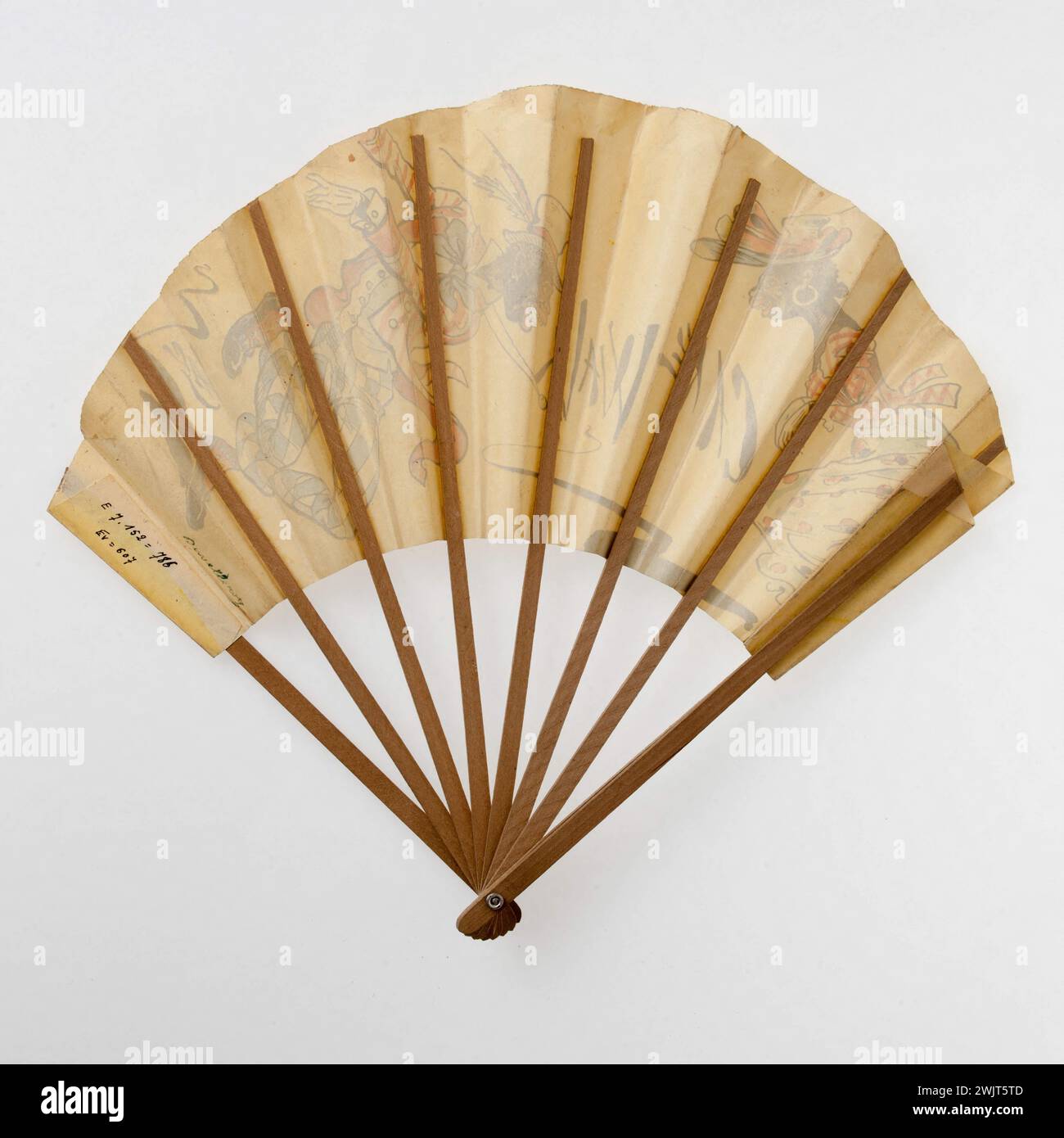 Duvelleroy house. EVENTAIL. "Cake walk". Paper, common wood. Paris