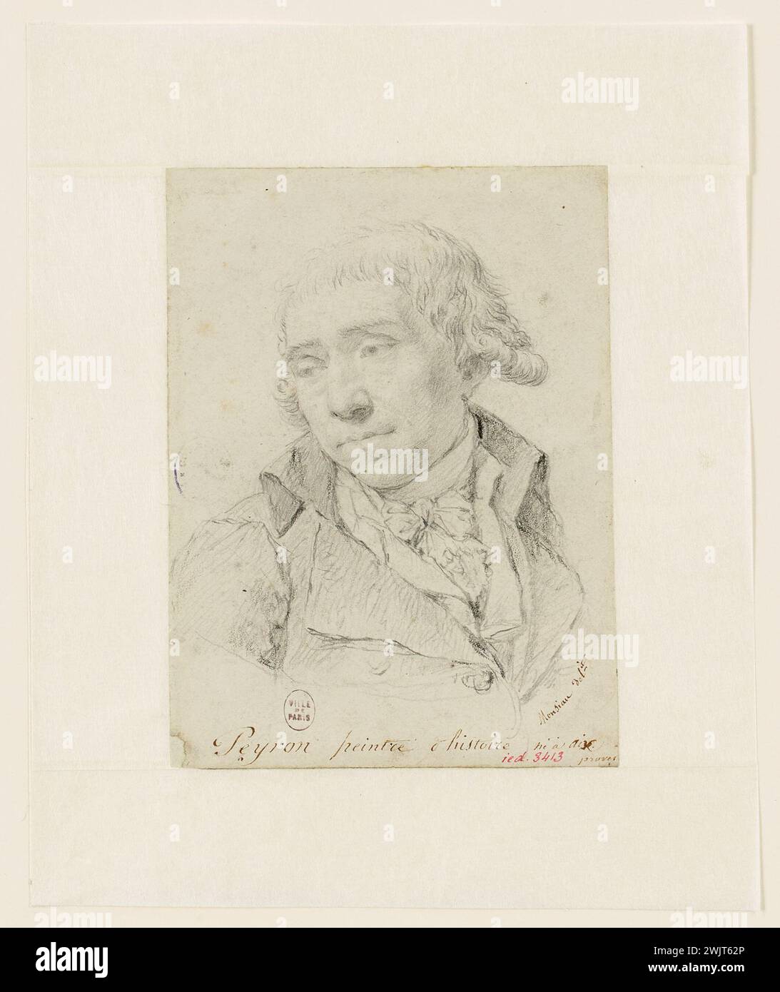 Monsiaux or Monsiau, Nicolas-André (n.1754-D.1837-05-31), portrait of the painter Peyron (dummy title). Pencil. Carnavalet museum, history of Paris. Stock Photo