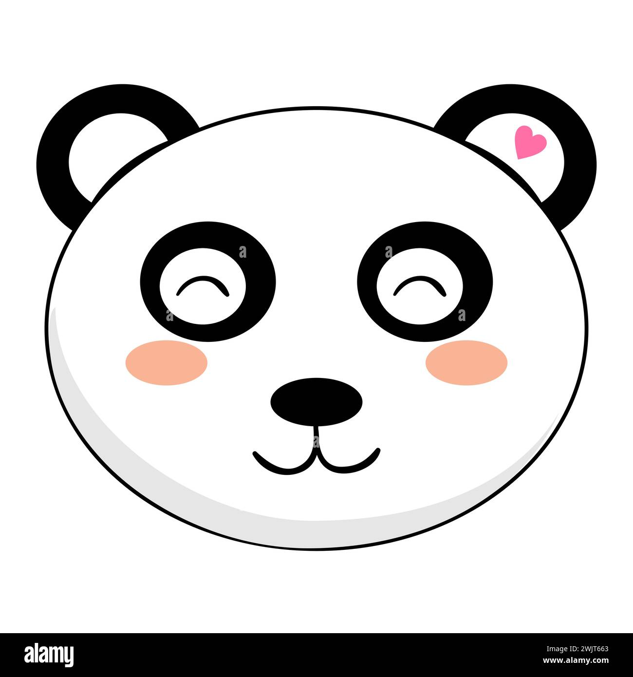 Kawaii cute illustration of little panda. Funny animal character in