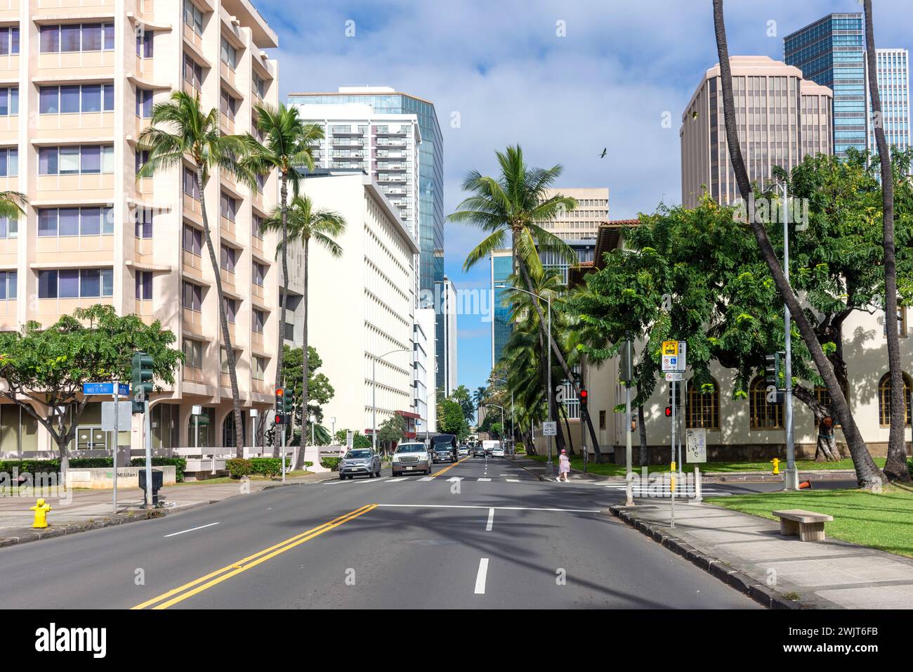 Queen Street, Waikiki, Honolulu, Oahu, Hawaii, United States of America Stock Photo