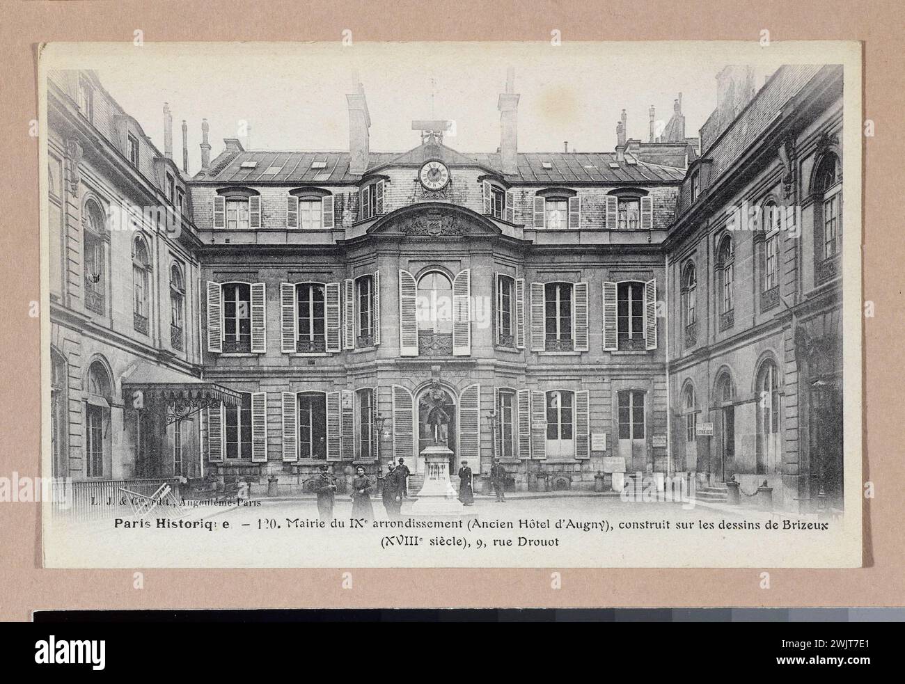 Town hall of the 9th arrondissement (former Hôtel d'A Augny), built on the drawings of Brizeux (18th century), 9 rue Drouot '. Paris, Carnavalet museum. Stock Photo