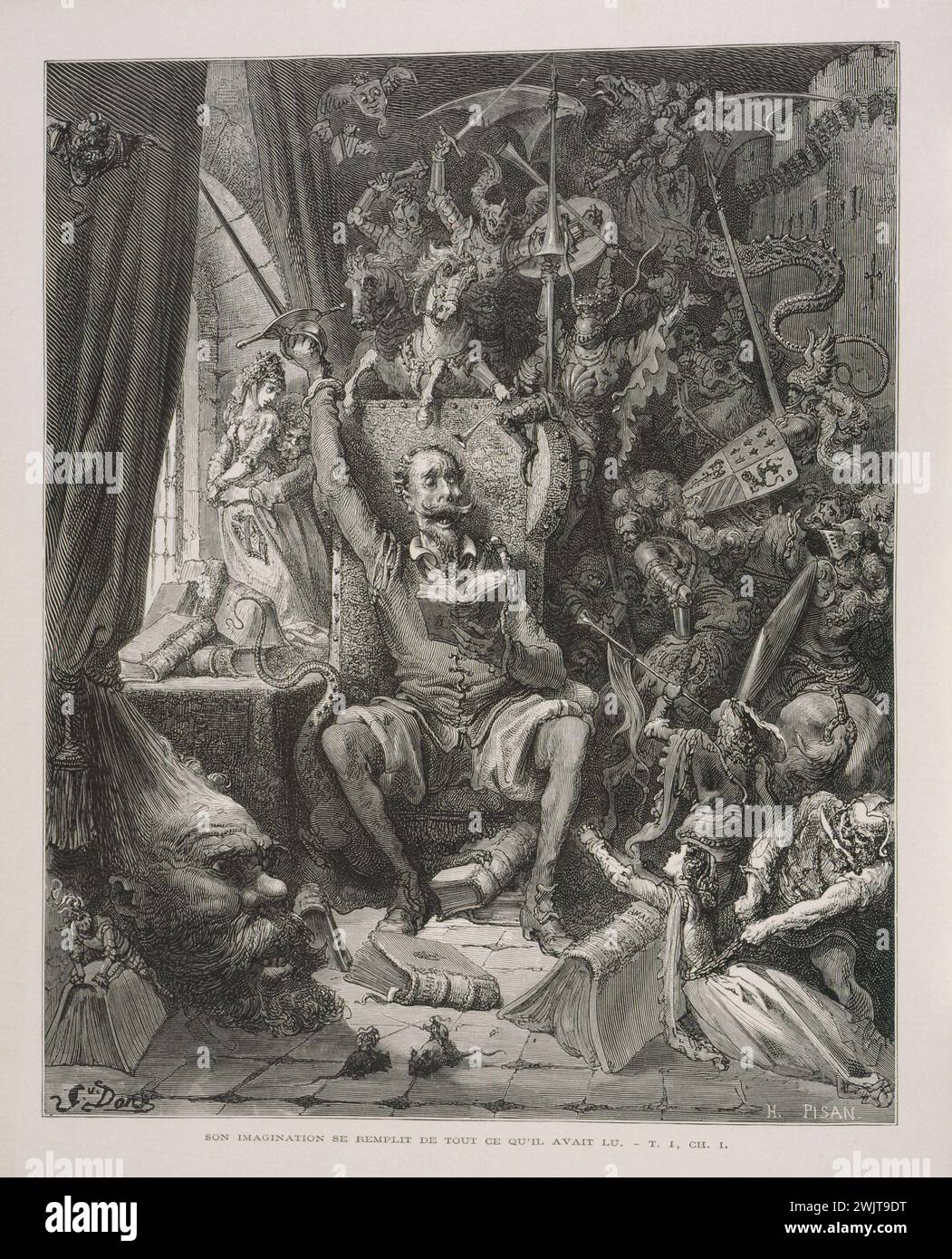 Don quixote illustration gustave dore hi-res stock