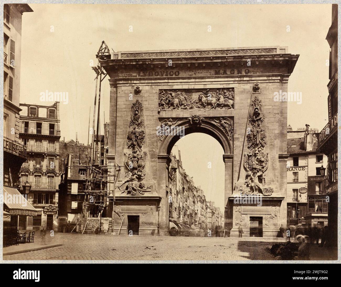 Photo Vintage Porte Saint-Denis Paris Vers 1880 - Tirage D'époque Original - Format 21x22.5cm