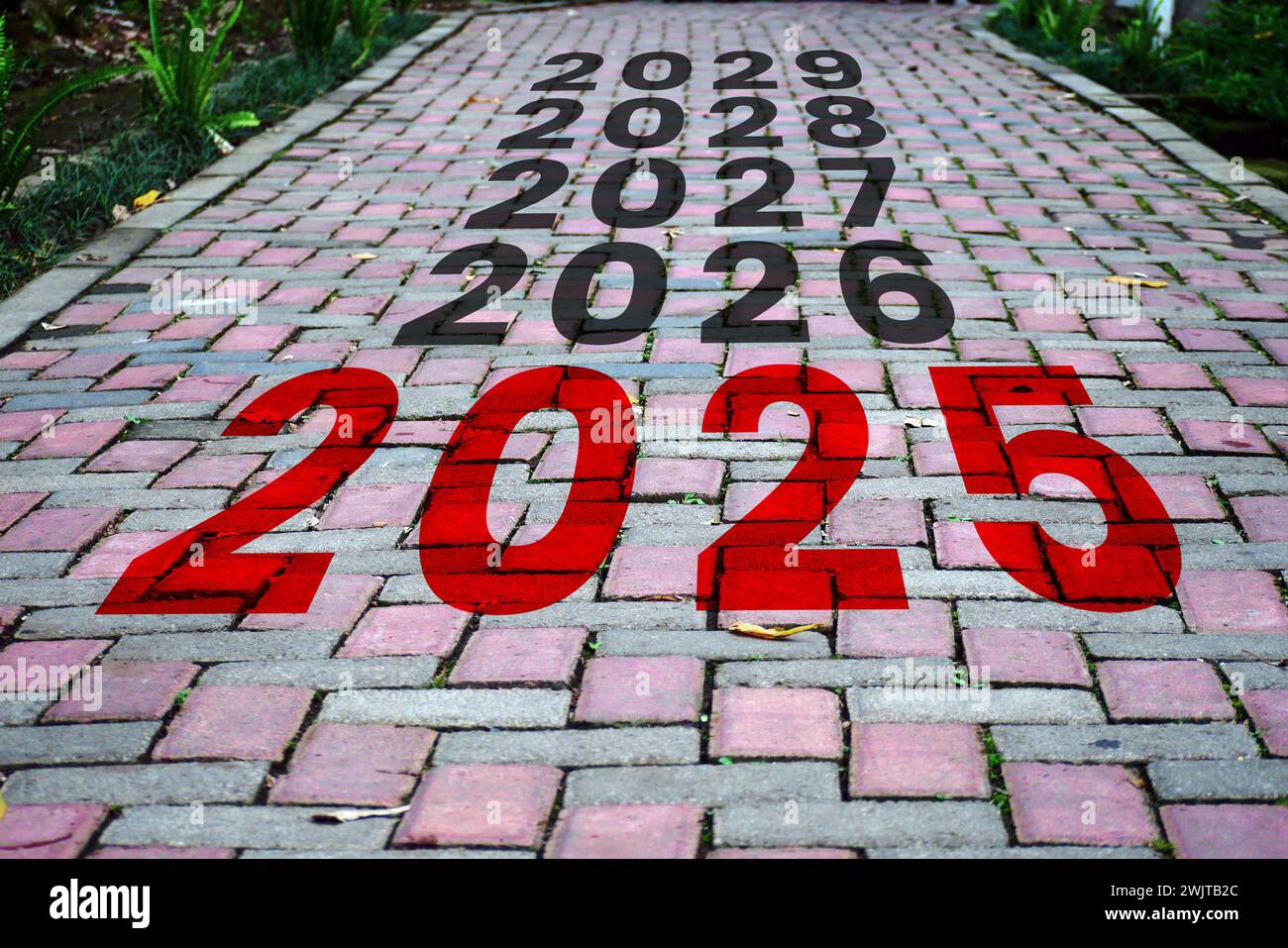 New year 2025 or straight forward concept. The text 2025 to 2027 is
