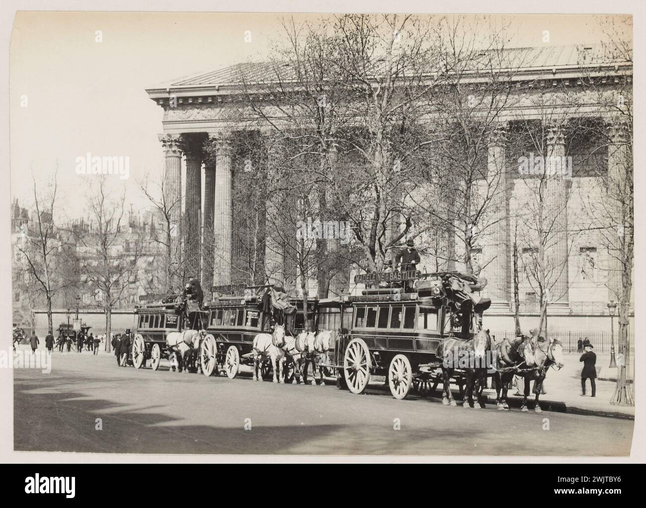 Blancard, Hippolyte (1843 - D.1924), the Omnibus station Madeleine -Bastille, Place de la Madeleine, 8th arrondissement, Paris (dummy title), 1890. Platinum draw. Carnavalet museum, history of Paris. Stock Photo