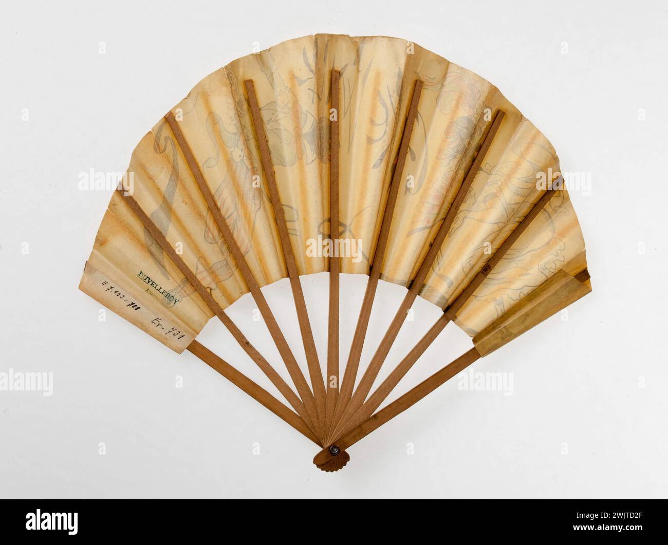 Duvelleroy house. EVENTAIL. "Cake walk". Paper, wood. Paris, Carnavalet